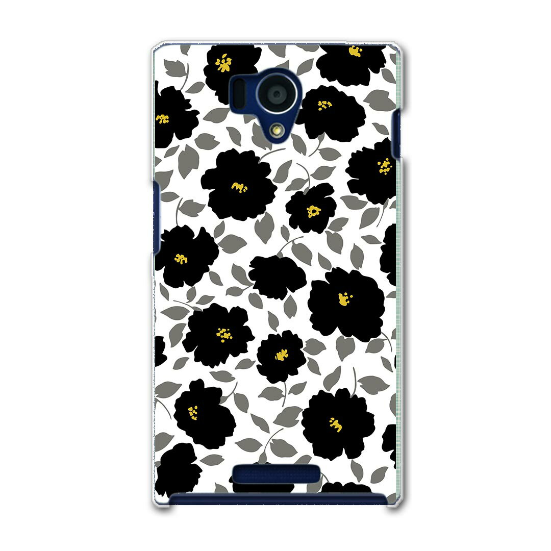 SHL25 AQUOS PHONE アクオスフォン shl25 au エーユー スマホ カバー ケース スマホケース スマホカバー PC ハードケース 花　フラワー　黒　ブラック フラワー 008793(2.0)