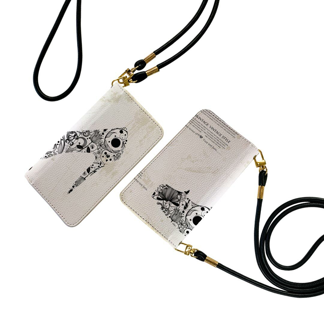 iPhone 6 plus/ iPhone 6s plus / iPhone 7 plus / iPhone 8 plus ストラップ付き ケース ショルダー iphone6plus スマホ 手帳型 マグネット式 ピタッと閉まる スマホカバー 肩掛け 斜めかけ 000115 ハイヒール　靴　お花　英字