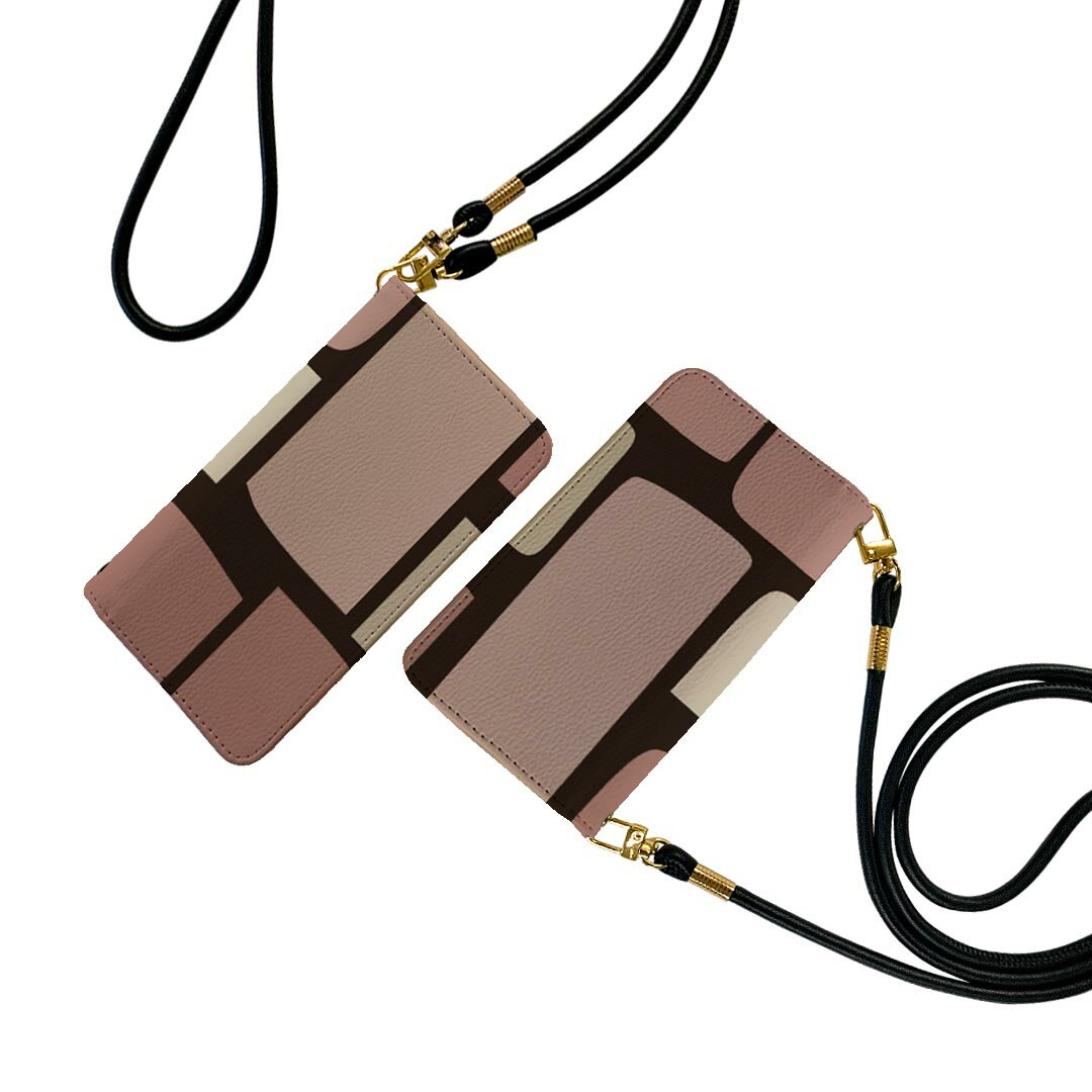 Galaxy A51 5G SC-54A ギャラクシー ストラップ付き sc54a ケース ショルダー スマホ 落下防止 手帳型 マグネット式 ピタッと閉まる スマホカバー 肩掛け 斜めかけ 000365 木目 レンガ　茶色