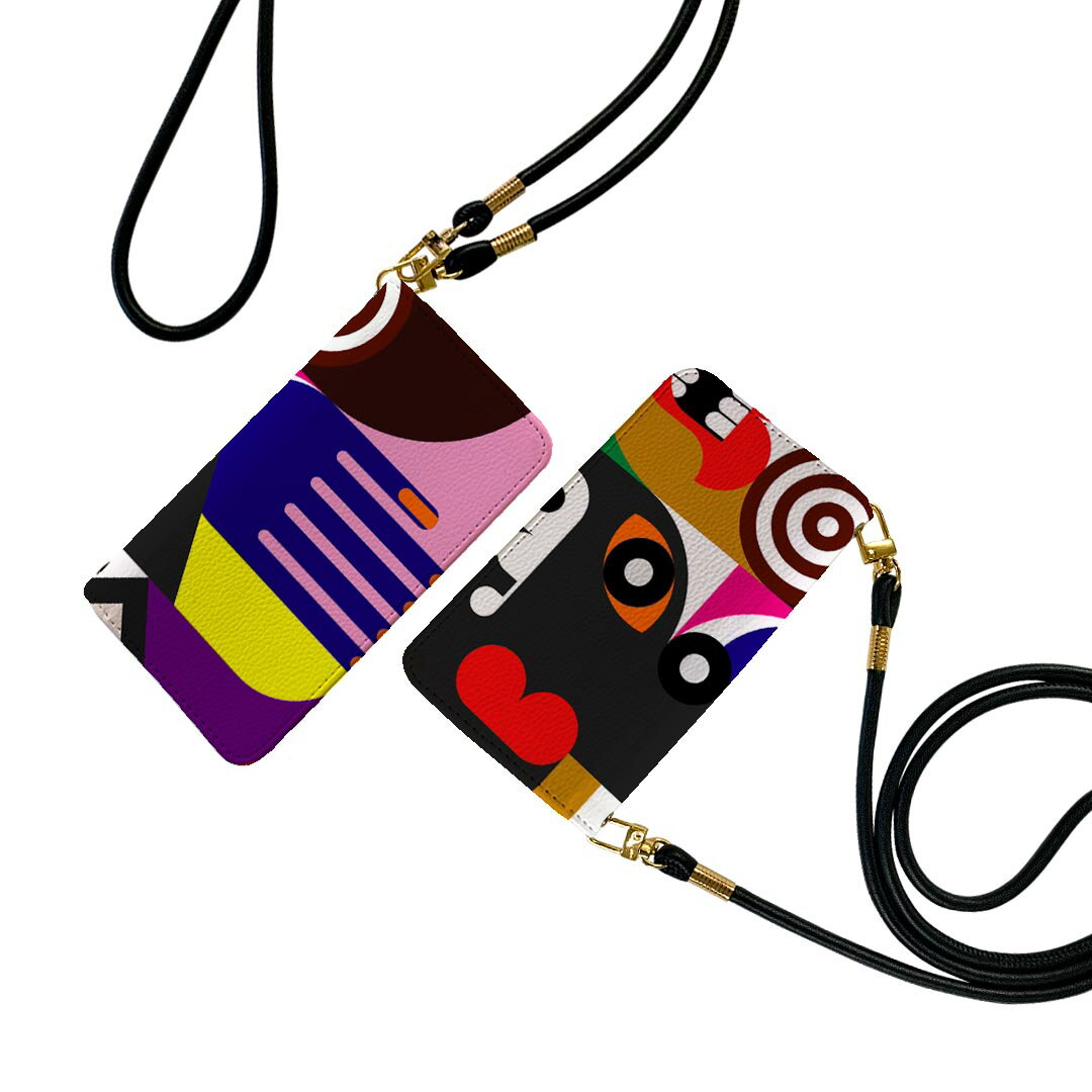 iPhoneSE ケース 第2世代 / 第3世代 iPhone 7 / iPhone 8 共通対応 アイフォーン iphone se ストラップ付き ケース ショルダー スマホ 落下防止 手帳型 マグネット式 ピタッと閉まる スマホカバー 肩掛け 斜めかけ 000936 イラスト 派手