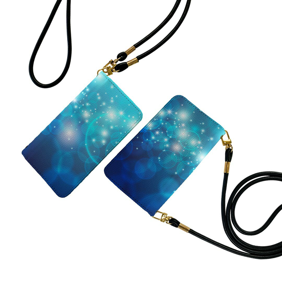 SOV37 Xperia XZ2 エクスペリア エックスゼットツー ストラップ付き ケース ショルダー スマホ 落下防止 手帳型 マグネット式 ピタッと閉まる スマホカバー 肩掛け 斜めかけ 000965 模様　青(2.0)