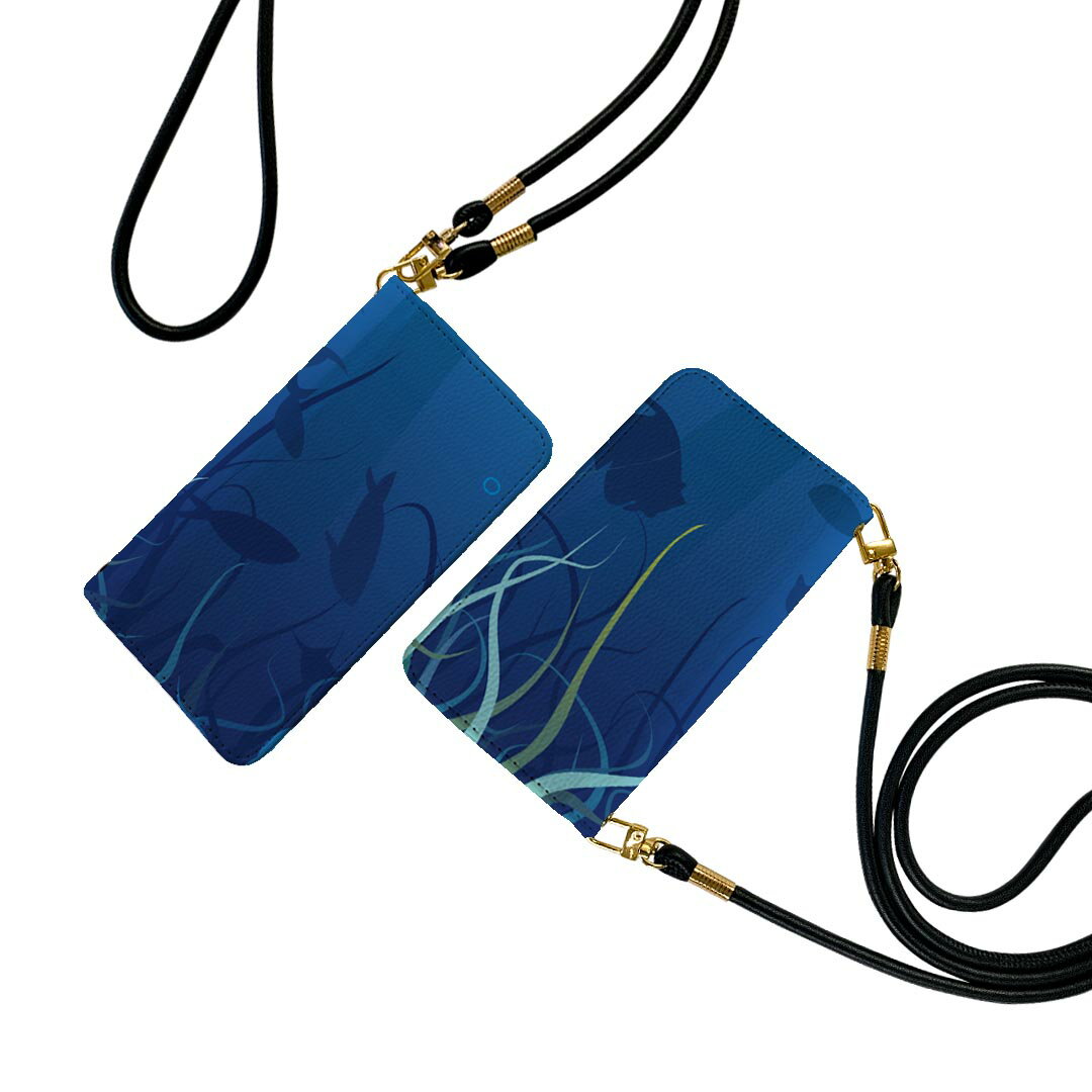 SH-04H AQUOS ZETA アクオスフォン ゼータ sh04h ストラップ付き ケース ショルダー スマホ 落下防止 手帳型 マグネット式 ピタッと閉まる スマホカバー 肩掛け 斜めかけ 001264 水中　魚　海