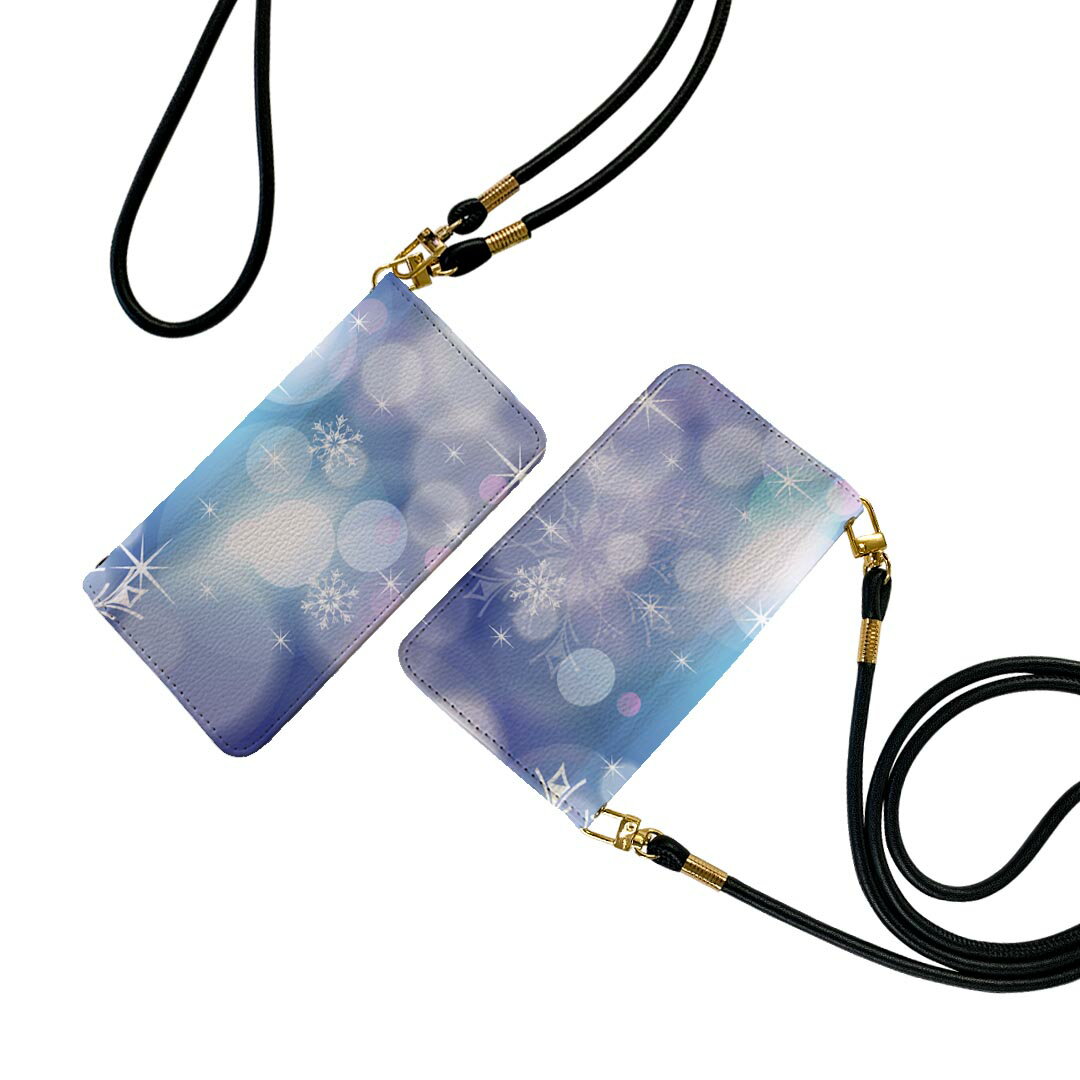 Xperia Ace II SO-41B エクスペリア ストラップ付き so41b ケース ショルダー スマホ 落下防止 手帳型 マグネット式 ピタッと閉まる スマホカバー 肩掛け 斜めかけ 001495 雪 冬