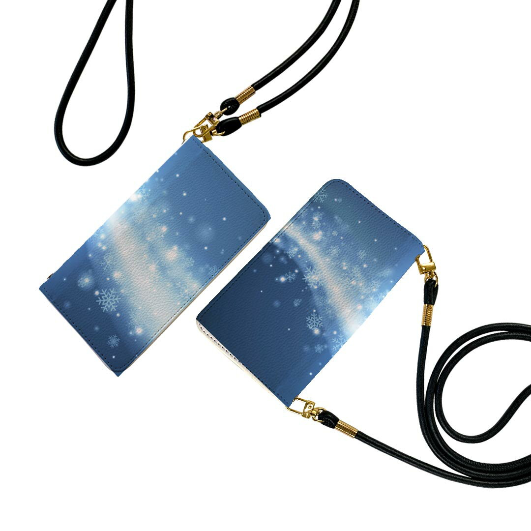 Galaxy S24 用 手帳型 ケース カバー SC-51E / SCG25 / SM-S921 共通対応 ストラップ付き ケース ショルダー スマホ 落下防止 手帳型 マグネット式 ピタッと閉まる スマホカバー 肩掛け 斜めかけ 001516 雪 冬