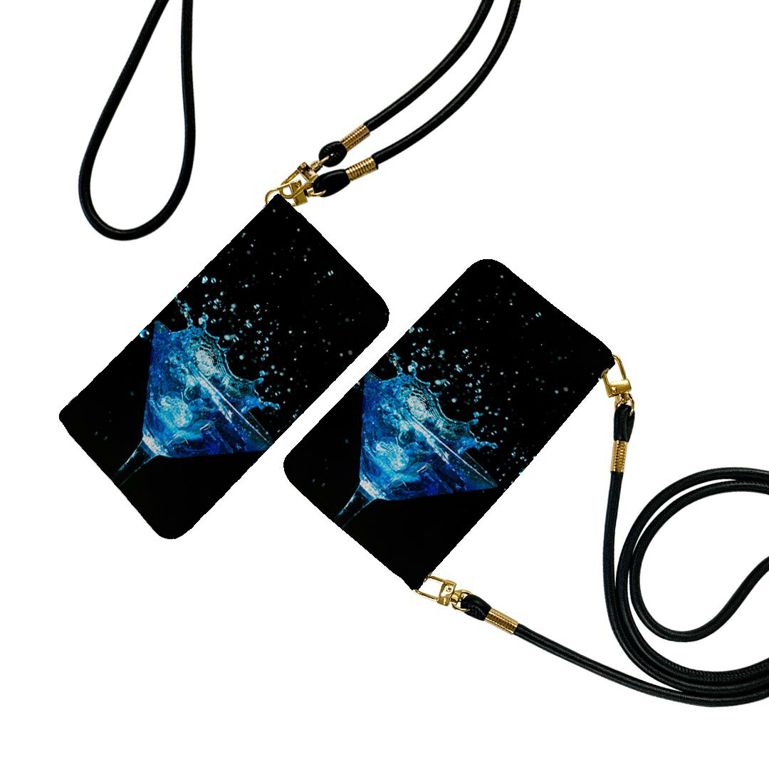 Galaxy A32 SCG08 対応 ギャラクシー ストラップ付き scg08 ケース ショルダー スマホ 落下防止 手帳型 マグネット式 ピタッと閉まる スマホカバー 肩掛け 斜めかけ 001534 カクテル　青