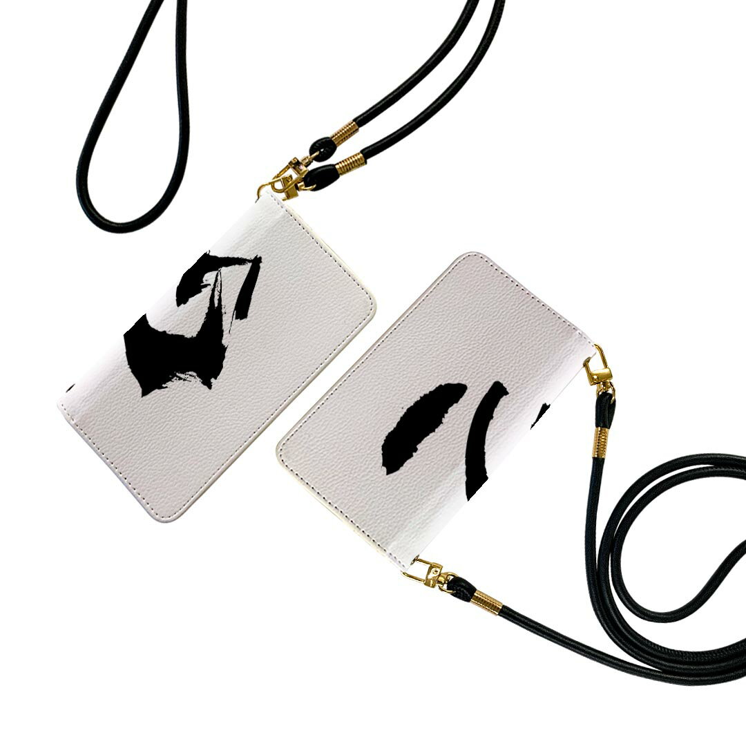 GRATINA KYV48 ストラップ付き ケース ショルダー スマホ 落下防止 手帳型 マグネット式 ピタッと閉まる スマホカバー 肩掛け 斜めかけ 001646 日本語・和柄 日本語　漢字(2.0)