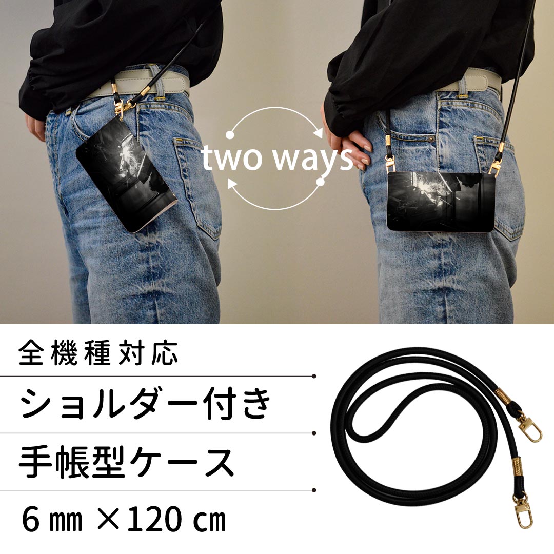 iPhone6 iphone 6/7/8 共通対応 アイフォーン ストラップ付き ケース ショルダー スマホ 落下防止 手帳型 マグネット式 ピタッと閉まる スマホカバー 肩掛け 斜めかけ 025866 溶接　モノクロ