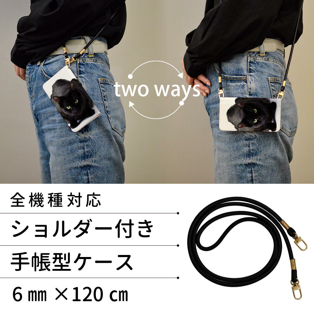 SHV39 AQUOS R アクオス R au エーユー ストラップ付き ケース ショルダー スマホ 落下防止 手帳型 マグネット式 ピタッと閉まる スマホカバー 肩掛け 斜めかけ 005958 アニマル 写真　動物　ねこ　猫