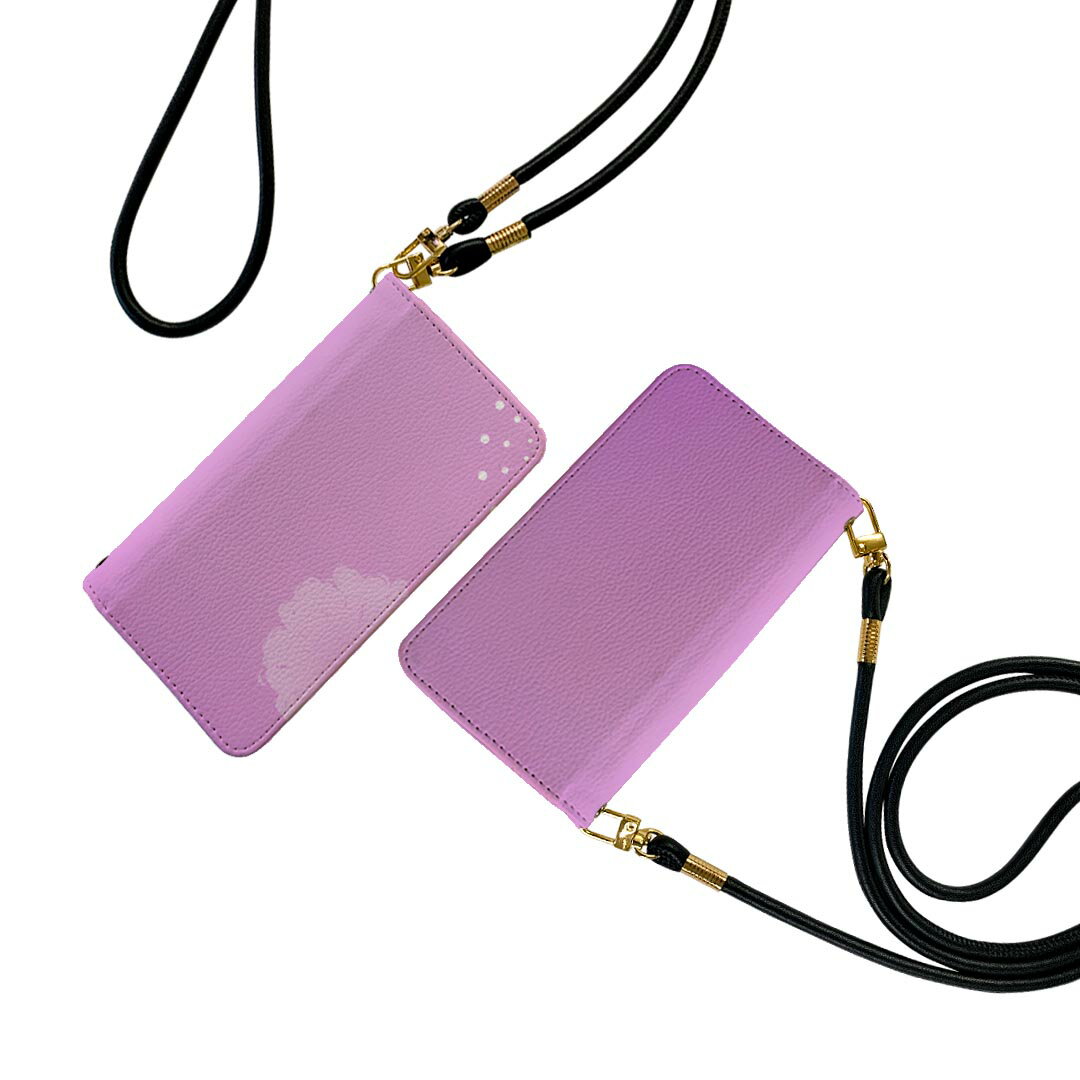 iPhone15plus 6.7 インチ 専用 各キャリア iPhone 15 plus 共通対応 ストラップ付き ケース ショルダー スマホ 落下防止 手帳型 マグネット式 ピタッと閉まる スマホカバー 肩掛け 斜めかけ 002004 花　　紫(2.0)