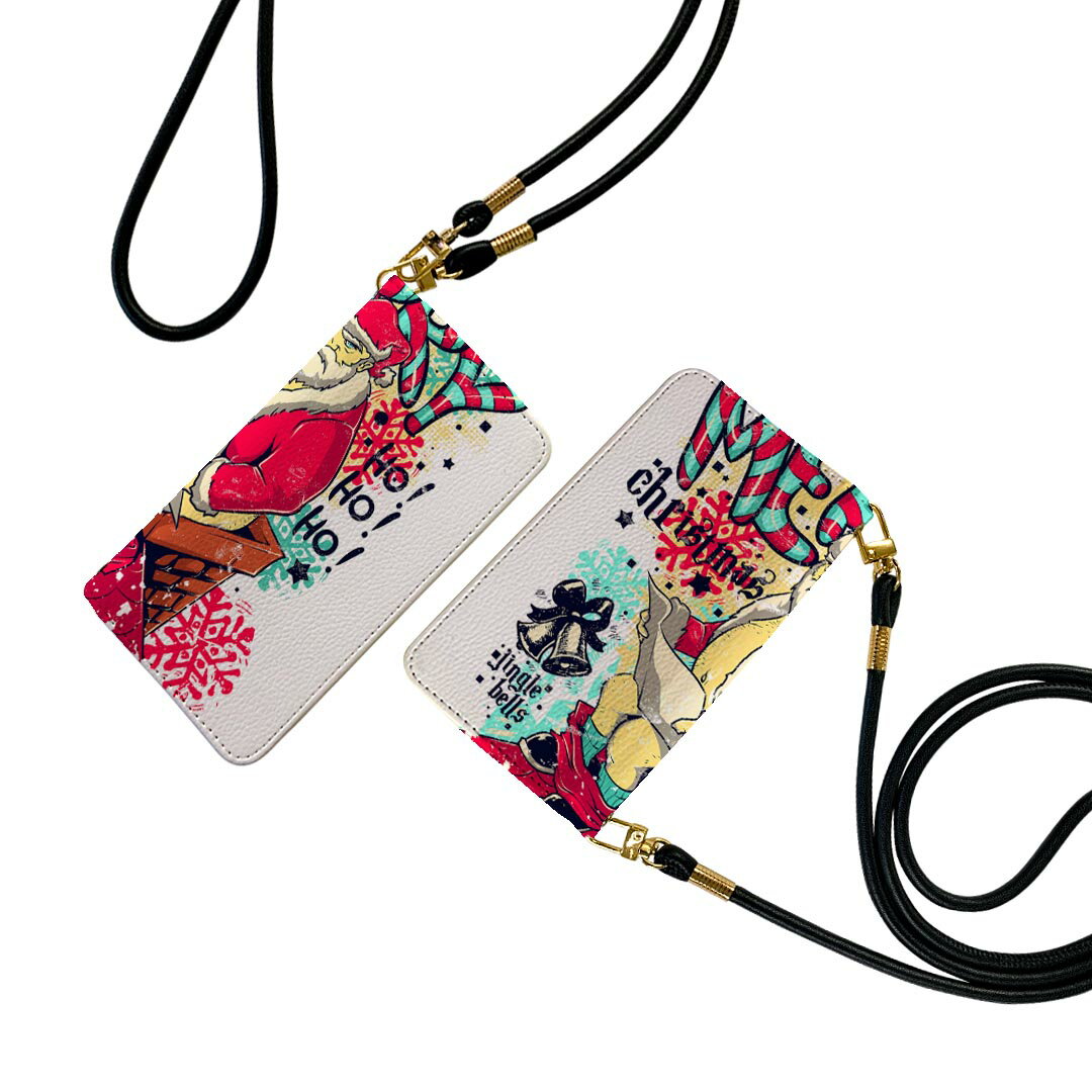 シンプルスマホ3 509SH ストラップ付き ケース ショルダー スマホ 落下防止 手帳型 マグネット式 ピタッと閉まる スマホカバー 肩掛け 斜めかけ 002703 クリスマス サンタ