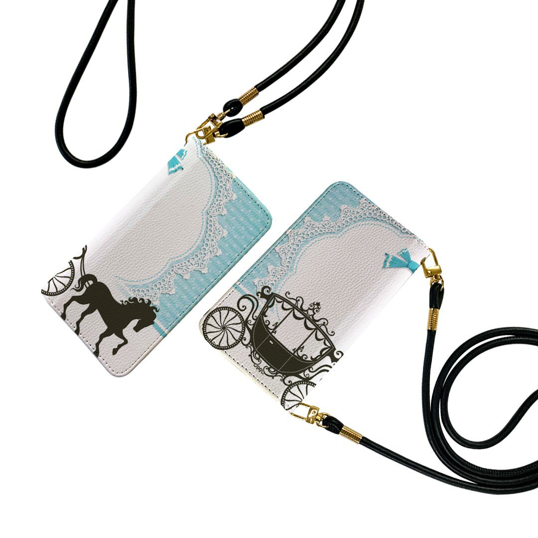 Xperia 10 VI 用 SO-52E / SOG14 / A402SO / 共通対応 手帳型 so52e ケース カバー ストラップ付き ショルダー スマホ 落下防止 手帳型 マグネット式 ピタッと閉まる スマホカバー 肩掛け 斜めかけ 002813 ガーリー　レース　リボン