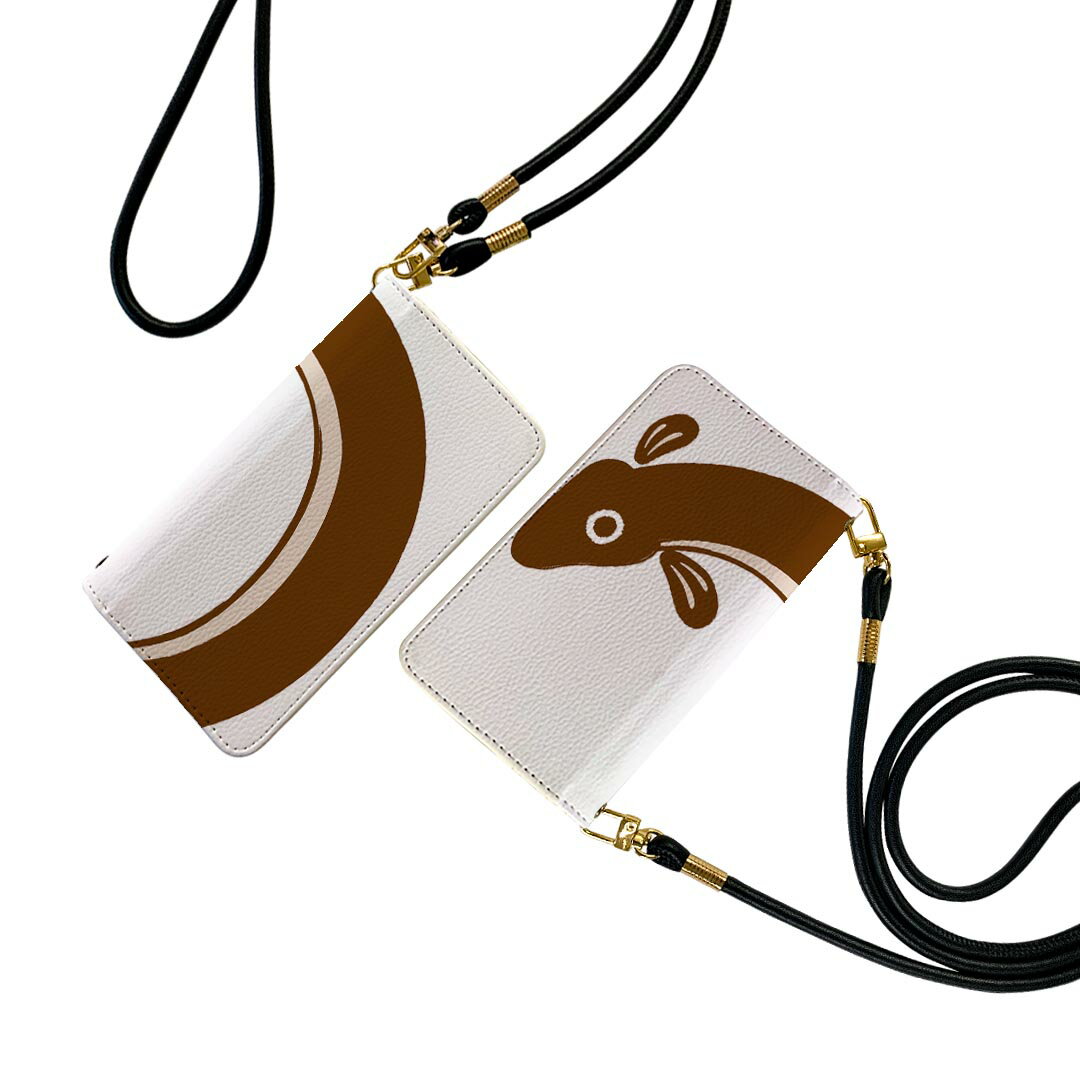 Xperia XZ Premium SO-04J エクスペリア XZ プレミアム so04j ストラップ付き ケース ショルダー スマホ 落下防止 手帳型 マグネット式 ピタッと閉まる スマホカバー 肩掛け 斜めかけ 002819 和風　和柄　魚