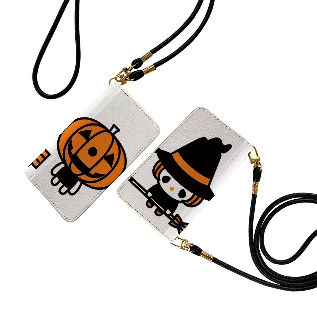 Arrows We F-51B FCG01 用 ケース カバー 手帳 f51d 共通対応 ストラップ付き ケース ショルダー スマホ 落下防止 手帳型 マグネット式 ピタッと閉まる スマホカバー 肩掛け 斜めかけ 003315 ハロウィン　キャラクターのサムネイル