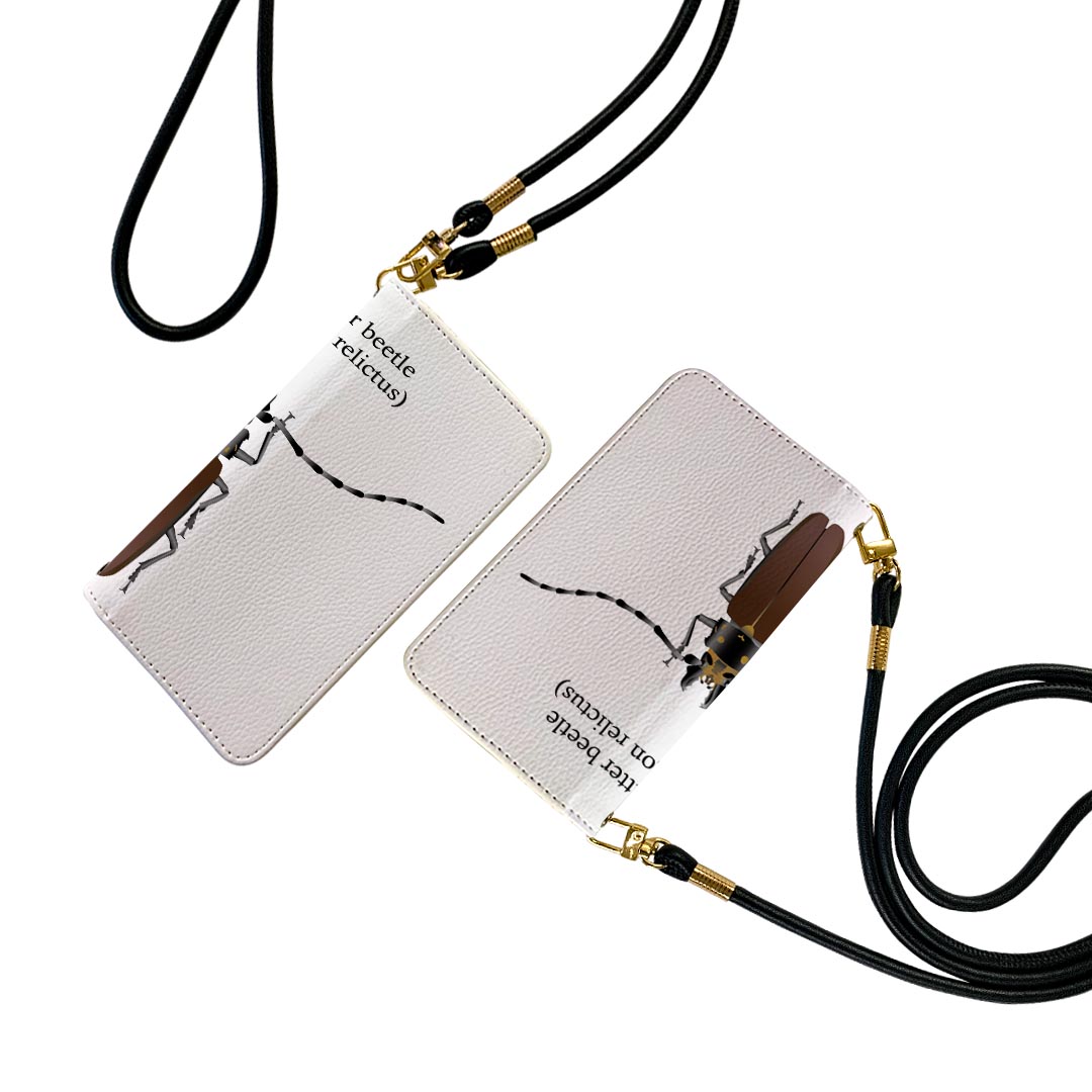 iPhoneSE ケース 第2世代 / 第3世代 iPhone 7 / iPhone 8 共通対応 アイフォーン iphone se ストラップ付き ケース ショルダー スマホ 落下防止 手帳型 マグネット式 ピタッと閉まる スマホカバー 肩掛け 斜めかけ 020010 虫 虫 ウッドカッターカブトムシ