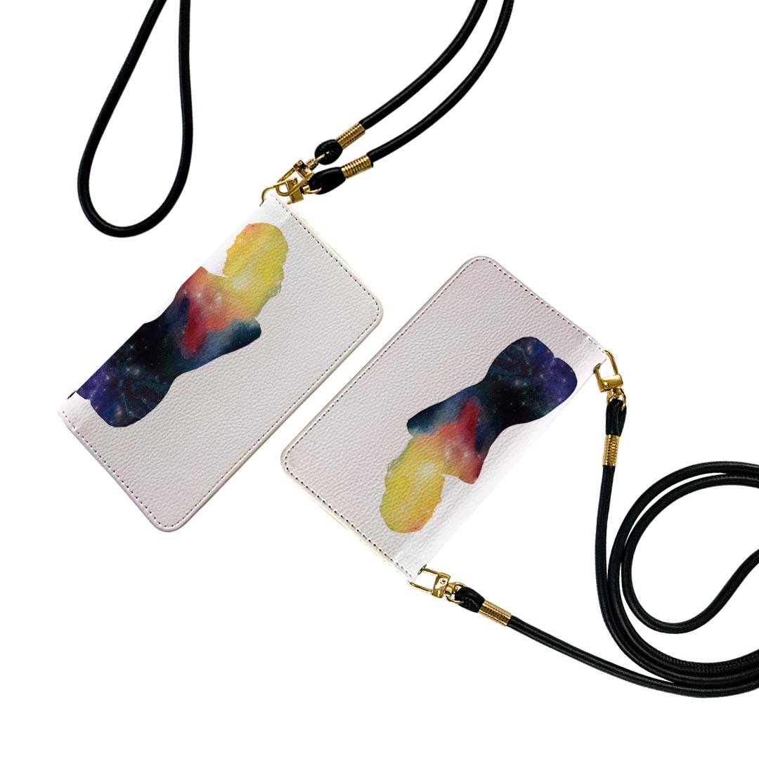 iPhone 6 plus/ iPhone 6s plus / iPhone 7 plus / iPhone 8 plus ストラップ付き ケース ショルダー iphone6plus スマホ 手帳型 マグネット式 ピタッと閉まる スマホカバー 肩掛け 斜めかけ 020062 宇宙 宇宙 惑星 シルエット