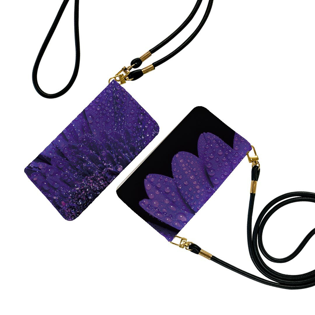 Galaxy A22 5G SC-56B ギャラクシー ストラップ付き sc56b ケース ショルダー スマホ 落下防止 手帳型 マグネット式 ピタッと閉まる スマホカバー 肩掛け 斜めかけ 022903 花びら　水滴　写真(2.0)