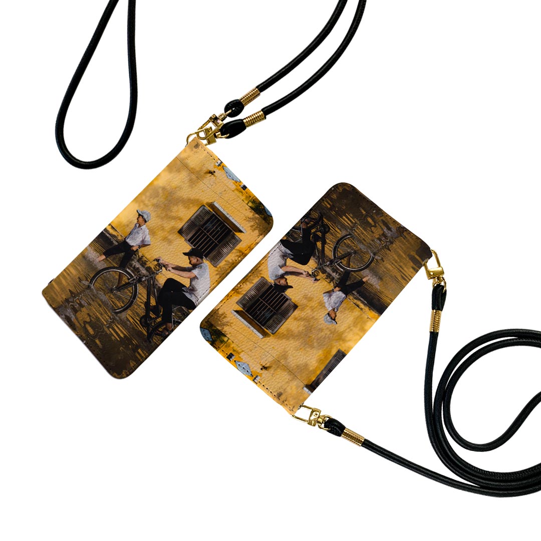 あんしんスマホ KY-51B ストラップ付き ky51b ケース ショルダー スマホ 落下防止 手帳型 マグネット式 ピタッと閉まる スマホカバー 肩掛け 斜めかけ 023113 風景　人物　写真