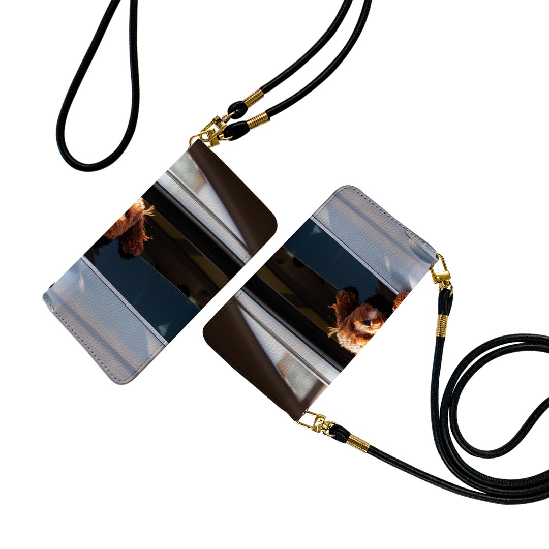 Xperia 10 IV 用 ケース カバー 手帳 SO-52C / SOG07 共通対応 ストラップ付き so52c ケース ショルダー スマホ 落下防止 手帳型 マグネット式 ピタッと閉まる スマホカバー 肩掛け 斜めかけ 023221 犬　車　写真(2.0)