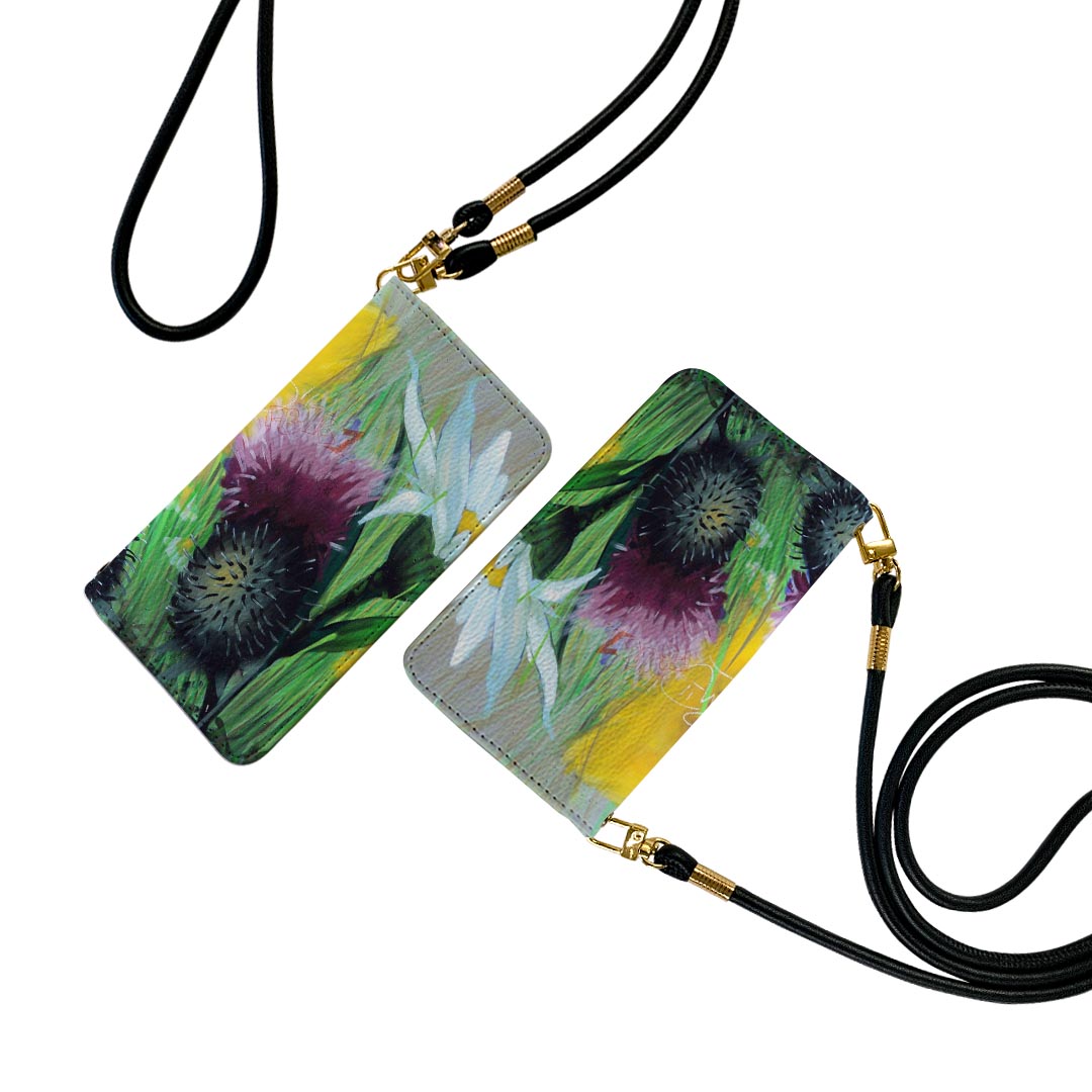 AQUOS sense8 SH-54D / SHG11 共通対応 アクオスセンス8 ストラップ付き sh54d ケース ショルダー スマホ 落下防止 手帳型 マグネット式 ピタッと閉まる スマホカバー 肩掛け 斜めかけ 023403 花　フラワー　ペイントのサムネイル