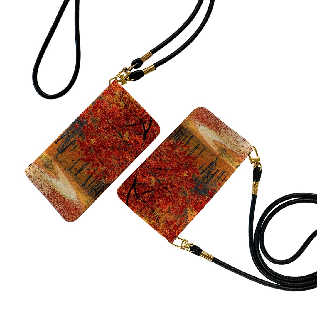 SH-02M AQUOS sense3 アクオス センススリー ストラップ付き sh02m ケース ショルダー スマホ 落下防止 手帳型 マグネット式 ピタッと閉まる スマホカバー 肩掛け 斜めかけ 023727 紅葉　秋