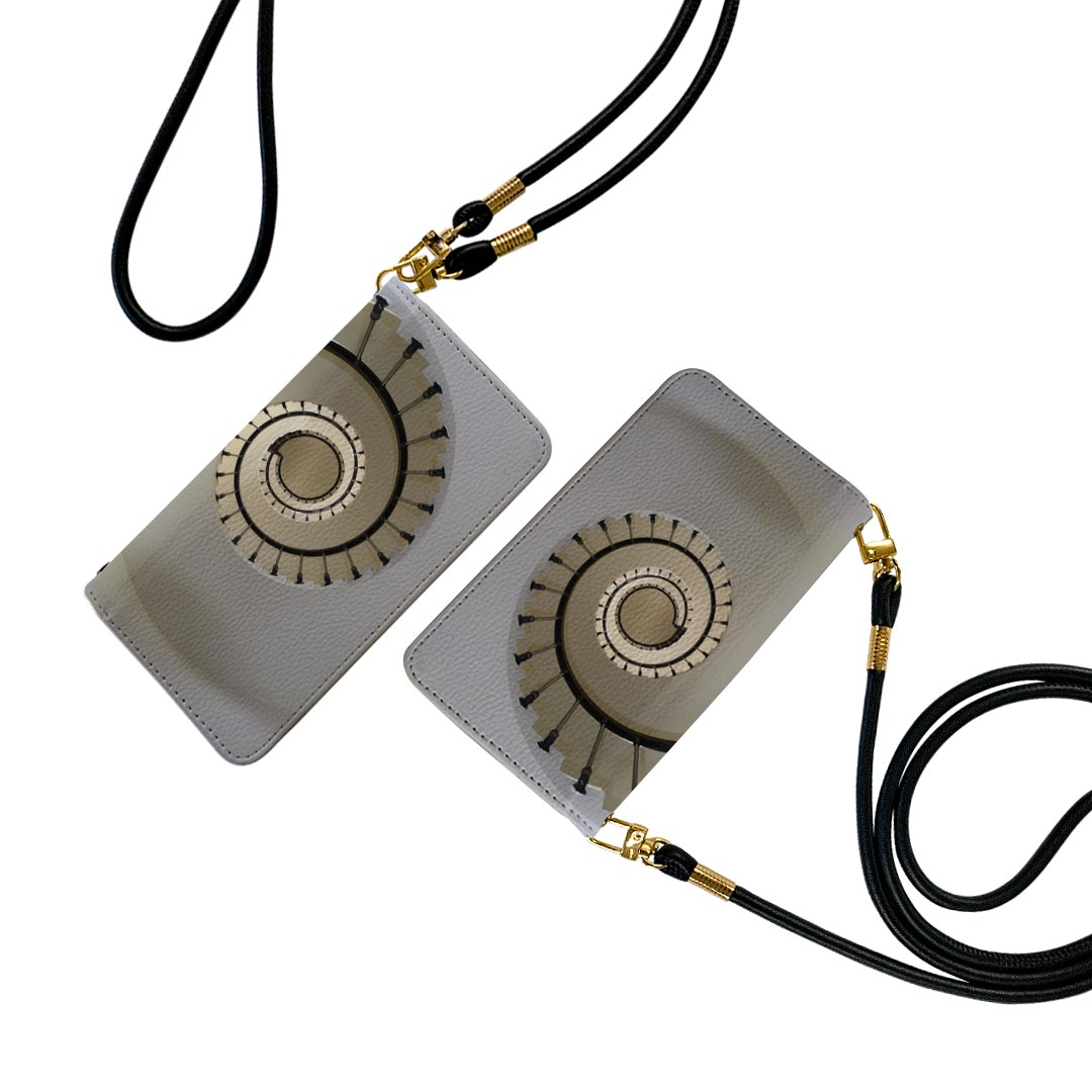 Xperia 10 V SO-52D / SOG11 / A302SO / XQ-DC44 エクスペリア テン マークファイブ 共通対応 ストラップ付き so52d ケース ショルダー スマホ 落下防止 手帳型 マグネット式 ピタッと閉まる スマホカバー 肩掛け 斜めかけ 023830 らせん階段　写真