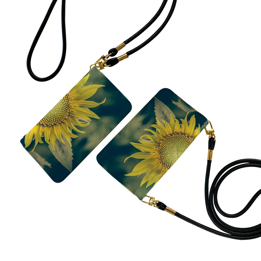 Galaxy S24 Ultra 用 手帳型 ケース SC-52E / SCG26 (SM-S928) 各キャリア 共通対応 ストラップ付き ケース ショルダー スマホ 落下防止 手帳型 マグネット式 ピタッと閉まる スマホカバー 肩掛け 斜めかけ 023850 花　フラワー　ひまわり