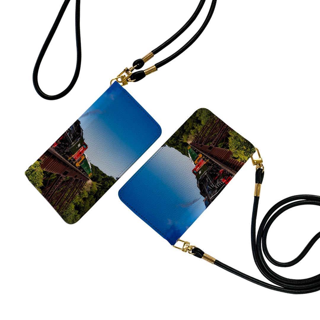 Xperia 1 VI 用 手帳型 ケース カバー SO-51E / SOG13 / A401SO 共通対応　so51e ケース ストラップ付き ケース ショルダー スマホ 落下防止 手帳型 マグネット式 ピタッと閉まる スマホカバー 肩掛け 斜めかけ 023901 機関車　鉄道(2.0)