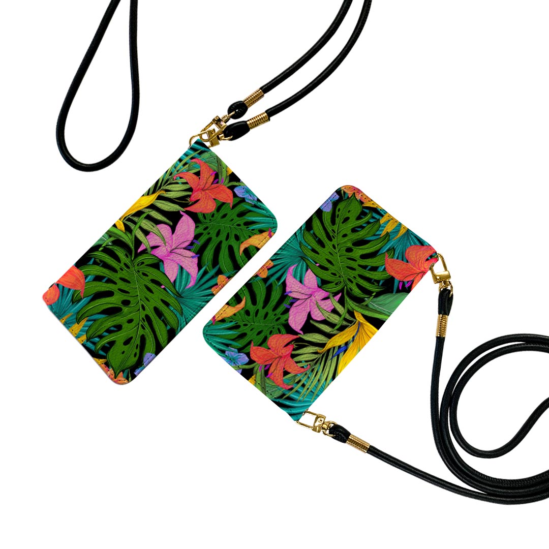 Xperia 1 IV SO-51C / SOG06 / A201SO 共通対応 エクスペリア ストラップ付き so51c ケース ショルダー スマホ 落下防止 手帳型 マグネット式 ピタッと閉まる スマホカバー 肩掛け 斜めかけ 023911 花 フラワー ハイビスカス 柄