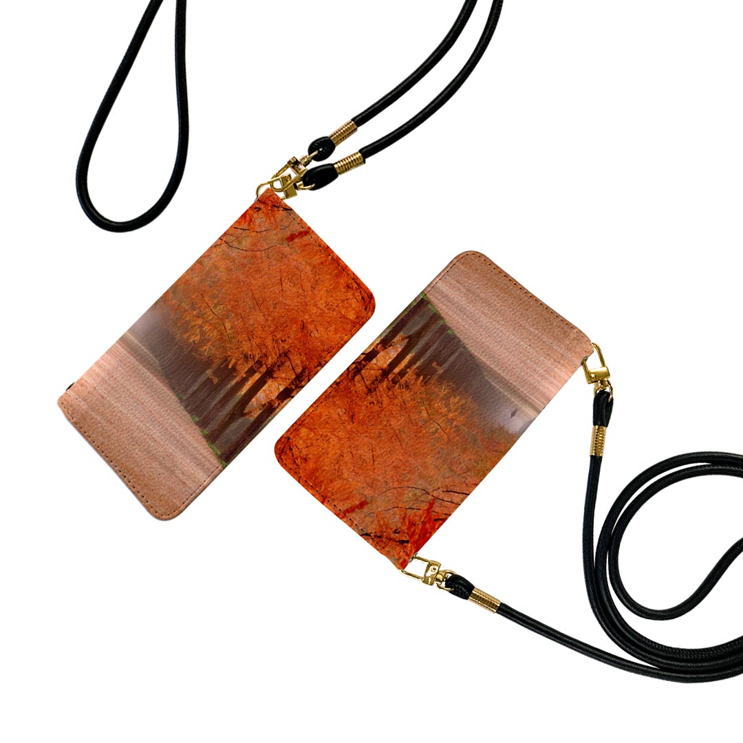 Xperia Ace SO-02L エクスペリア エース ストラップ付き so02l ケース ショルダー スマホ 落下防止 手帳型 マグネット式 ピタッと閉まる スマホカバー 肩掛け 斜めかけ 025603 景色　紅葉　並木道