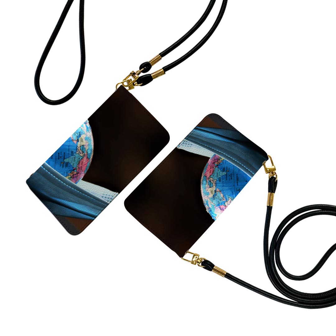 AQUOS sense9 用 手帳型ケース SH-53E / SHG14 / SH-M29 共通対応 sh53e ケース ストラップ付き ショルダー スマホ 落下防止 手帳型 マグネット式 ピタッと閉まる スマホカバー 肩掛け 斜めかけ 025608 地球のサムネイル