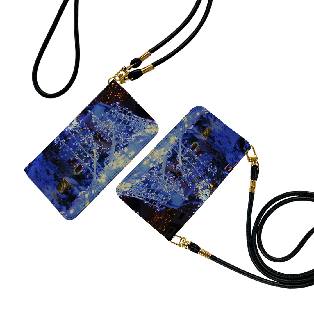 iPhone16plus 6.7インチ 専用 各キャリア iPhone 16 plus 共通対応 手帳型 ケース カバー iphone16plus 対応 ストラップ付き ショルダー スマホ 落下防止 手帳型 マグネット式 ピタッと閉まる スマホカバー 肩掛け 斜めかけ 025617 雪 イルミネーション