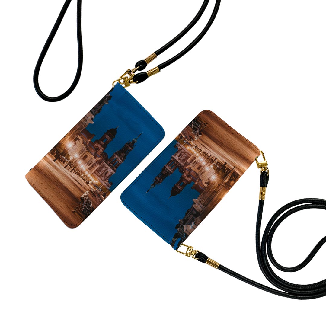 Xperia XZ Premium SO-04J エクスペリア XZ プレミアム so04j ストラップ付き ケース ショルダー スマホ 落下防止 手帳型 マグネット式 ピタッと閉まる スマホカバー 肩掛け 斜めかけ 025685 建築　風景　街