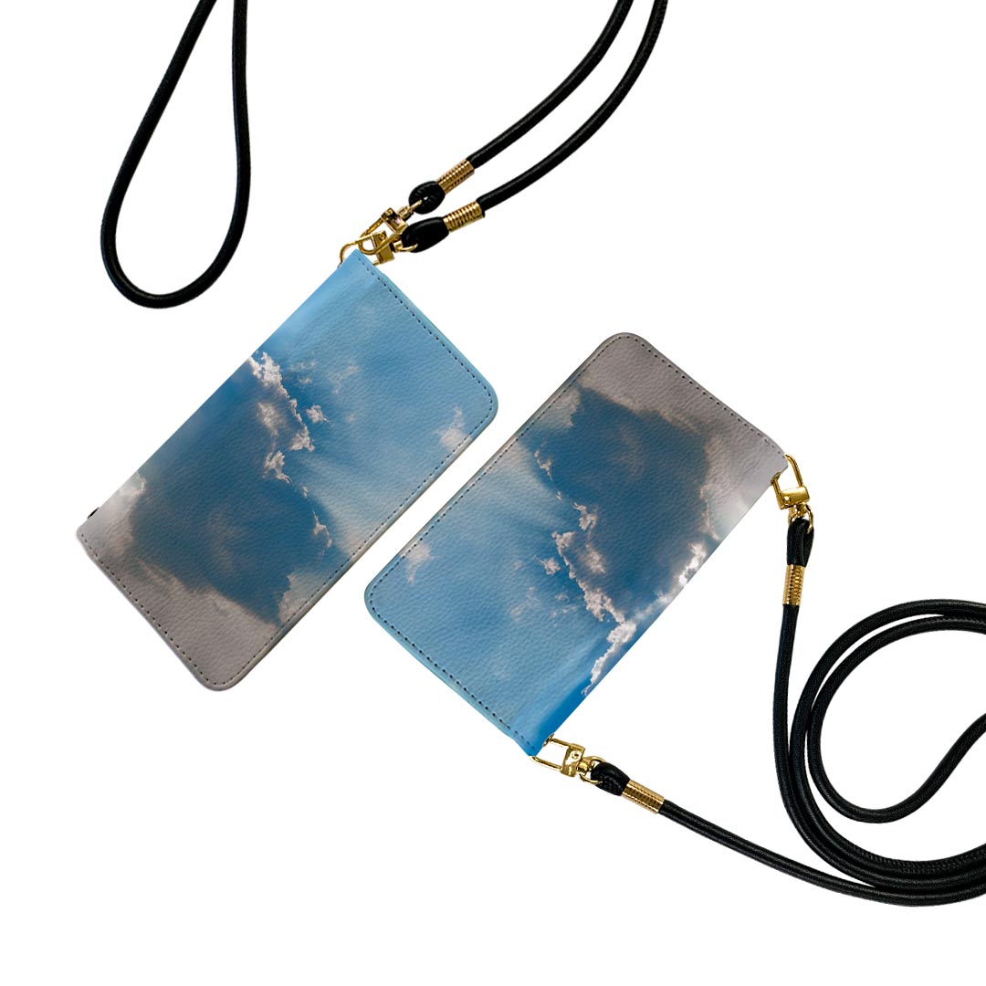 SO-01M Xperia 5 エクスペリア ファイブ so01m ストラップ付き ケース ショルダー スマホ 落下防止 手帳型 マグネット式 ピタッと閉まる スマホカバー 肩掛け 斜めかけ 025774 空　雲　ハート