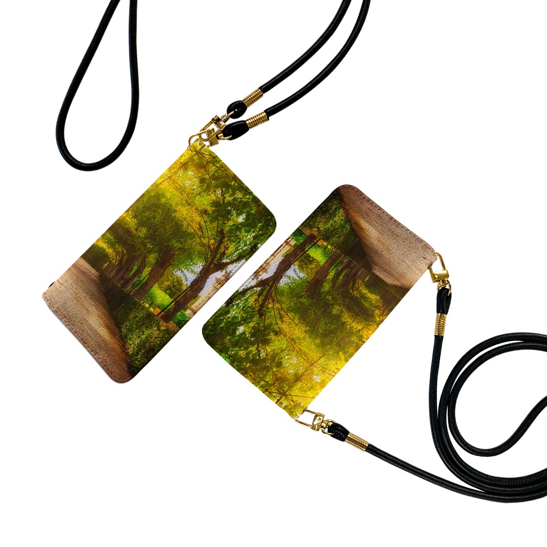 Galaxy S24 Ultra 用 手帳型 ケース SC-52E / SCG26 (SM-S928) 各キャリア 共通対応 ストラップ付き ケース ショルダー スマホ 落下防止 手帳型 マグネット式 ピタッと閉まる スマホカバー 肩掛け 斜めかけ 025817 木　公園　太陽