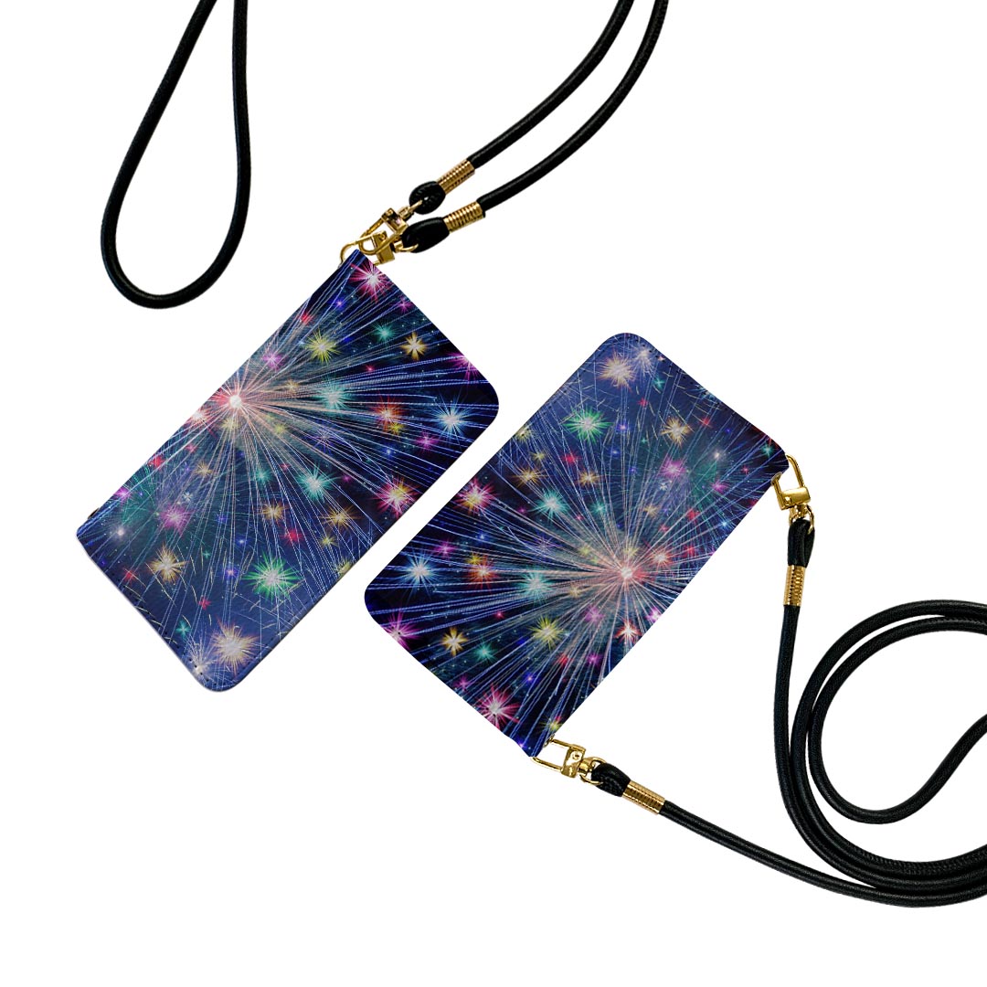 iPhone16 6.1インチ 専用 各キャリア iPhone 16 共通対応 手帳型 ケース カバー iphone16 対応 ストラップ付き ショルダー スマホ 落下防止 手帳型 マグネット式 ピタッと閉まる スマホカバー 肩掛け 斜めかけ 025876 星 スター カラフル 花火