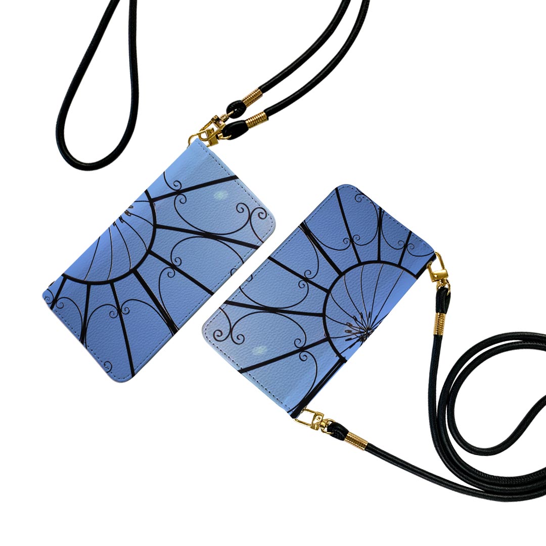 AQUOS R2 SH-03K アクオスR2 ストラップ付き sh03k ケース ショルダー スマホ 落下防止 手帳型 マグネット式 ピタッと閉まる スマホカバー 肩掛け 斜めかけ 025908 ガーデン　空のサムネイル