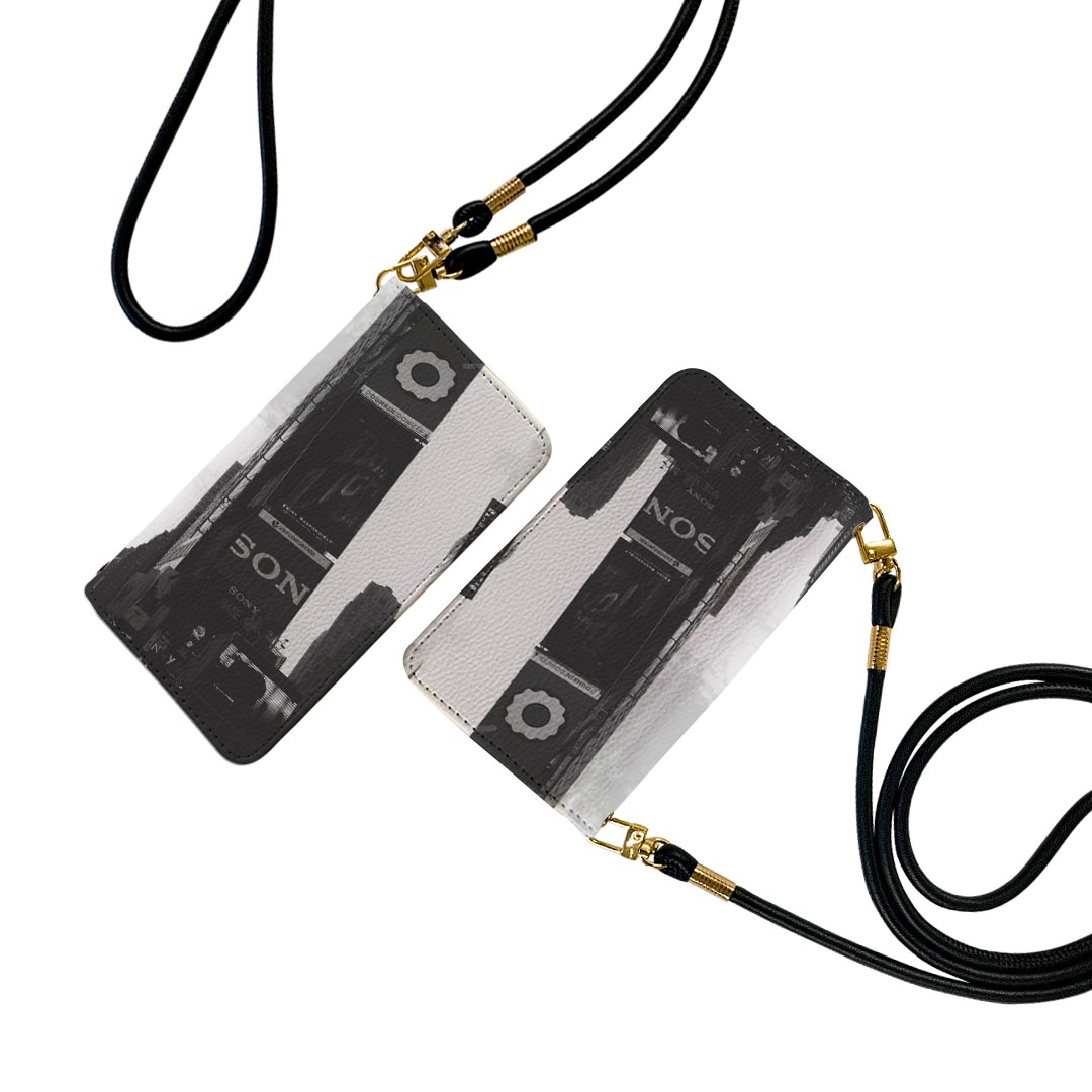 らくらくスマートフォン F-52B ストラップ付き f52b ケース ショルダー スマホ 落下防止 手帳型 マグネット式 ピタッと閉まる スマホカバー 肩掛け 斜めかけ 026089 建物　人　都市　風景(2.0)