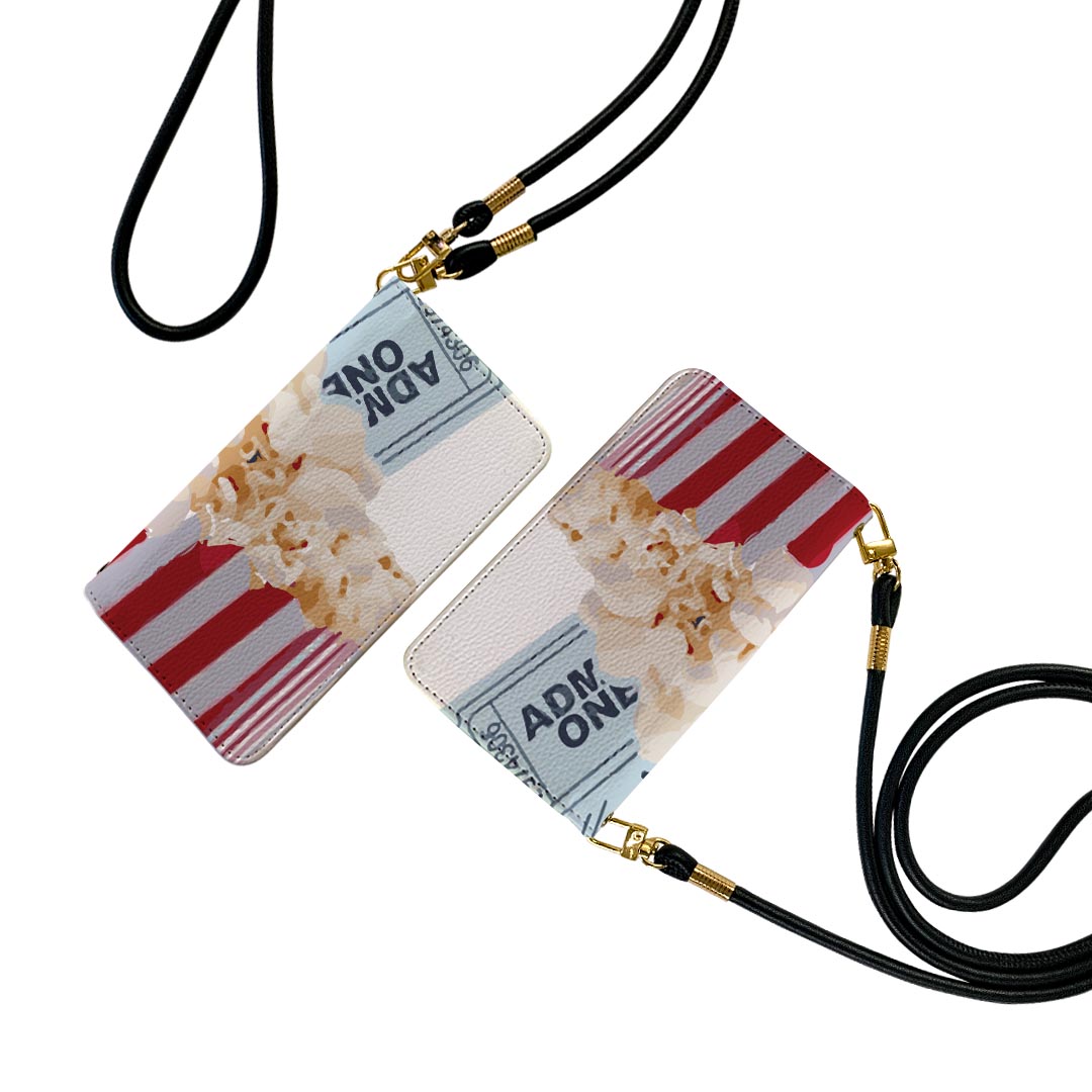 行動通訊, 行動電話 - Galaxy A55 5G 用 手帳型ケース SC-53E / SCG27 共通対応 ケース ストラップ付き ショルダー スマホ 落下防止 手帳型 マグネット式 ピタッと閉まる スマホカバー 肩掛け 斜めかけ 026232 ポップコーン　お菓子