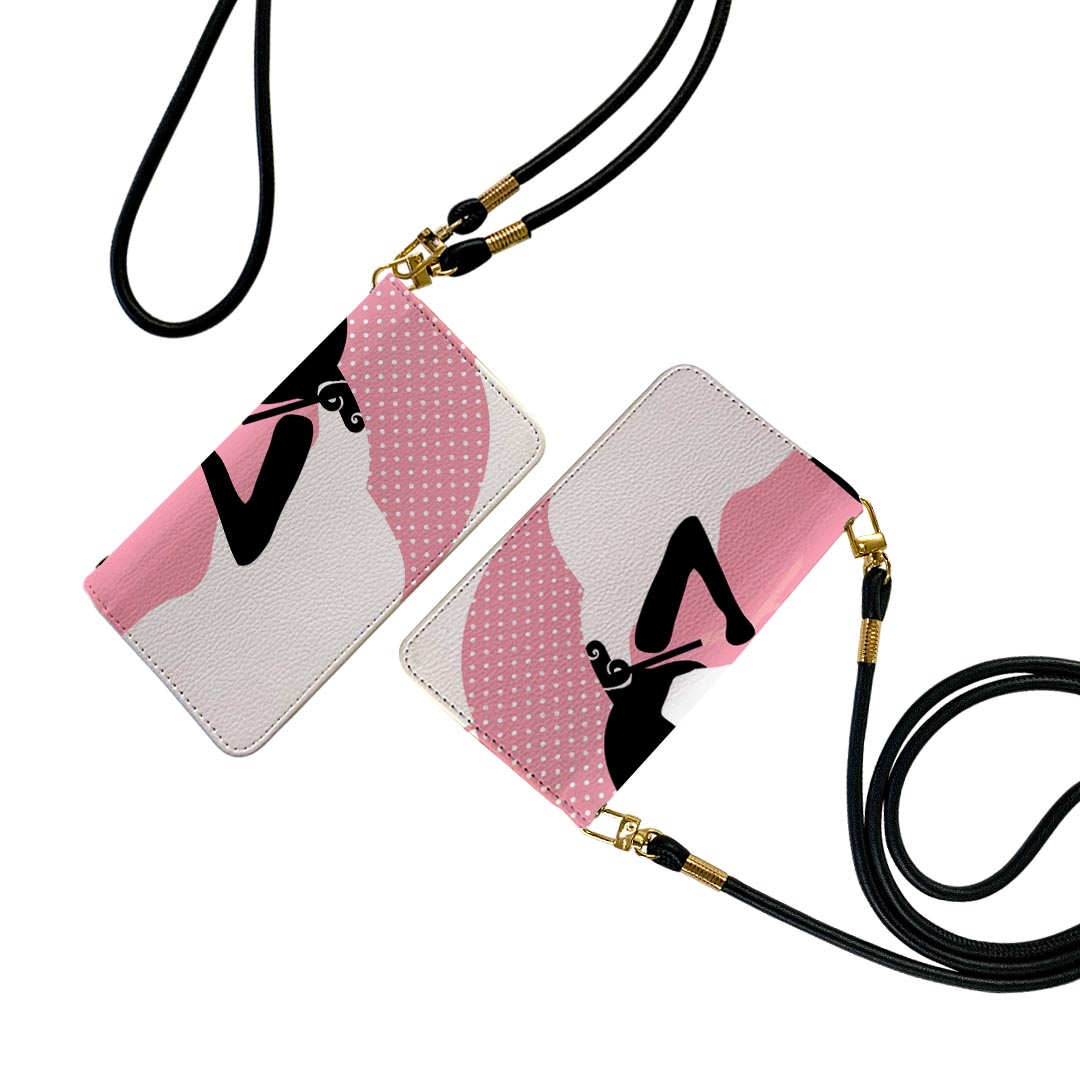 AQUOS wish2 / wish 用 手帳型 ケース カバー SH-51C / SHG06 / A104SH / SH-M20 共通対応 ケース ストラップ付き ケース ショルダー スマホ 落下防止 手帳型 マグネット式 ピタッと閉まる スマホカバー 肩掛け 斜めかけ 026235 妊婦　ドット　マタニティのサムネイル