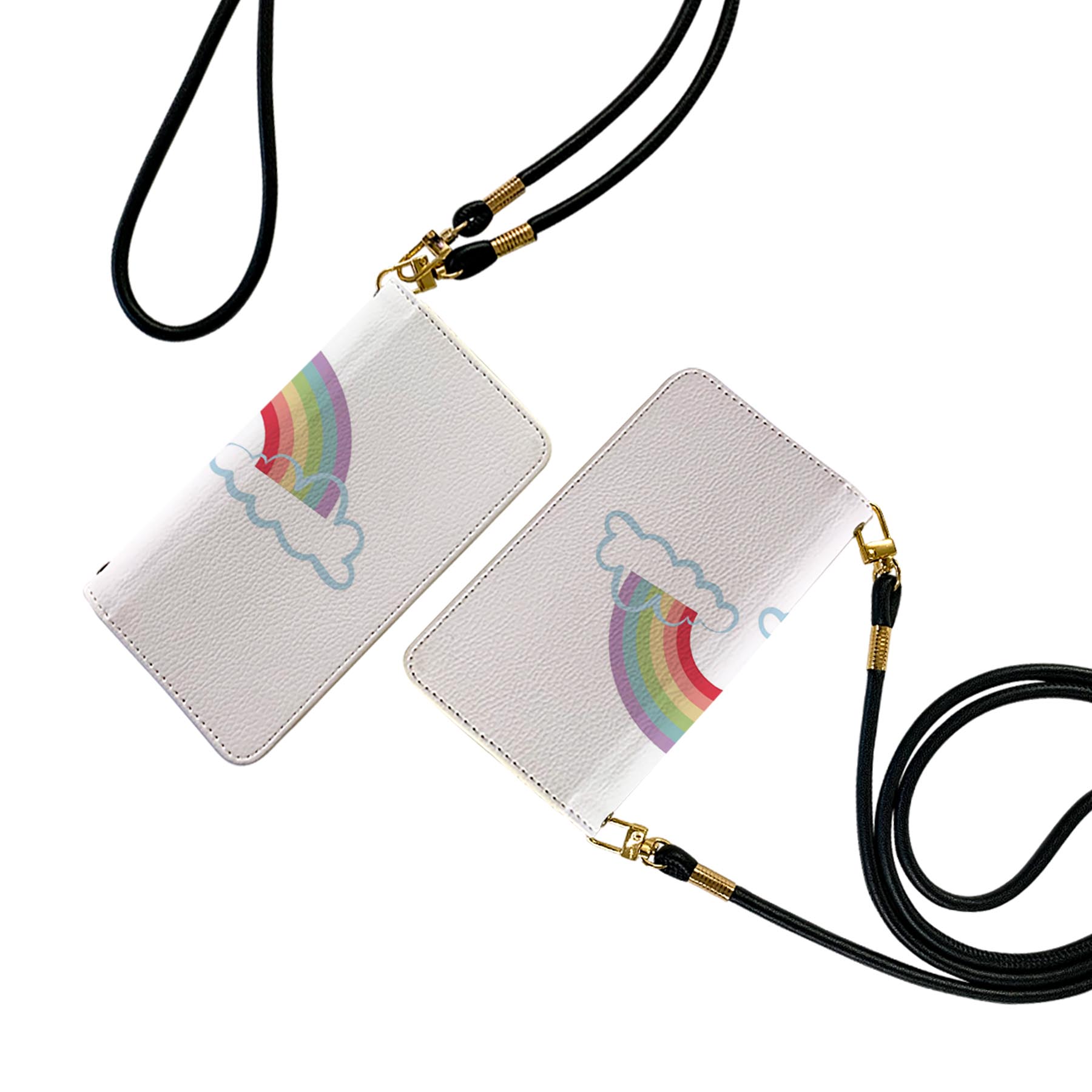 AQUOS R8 Pro 用 手帳型 ケース カバー SH-51D / A301SH 各キャリア 共通対応 ケース ストラップ付き ケース ショルダー スマホ 落下防止 手帳型 sh51d マグネット式 ピタッと閉まる スマホカバー 肩掛け 斜めかけ 031878 虹 イラスト