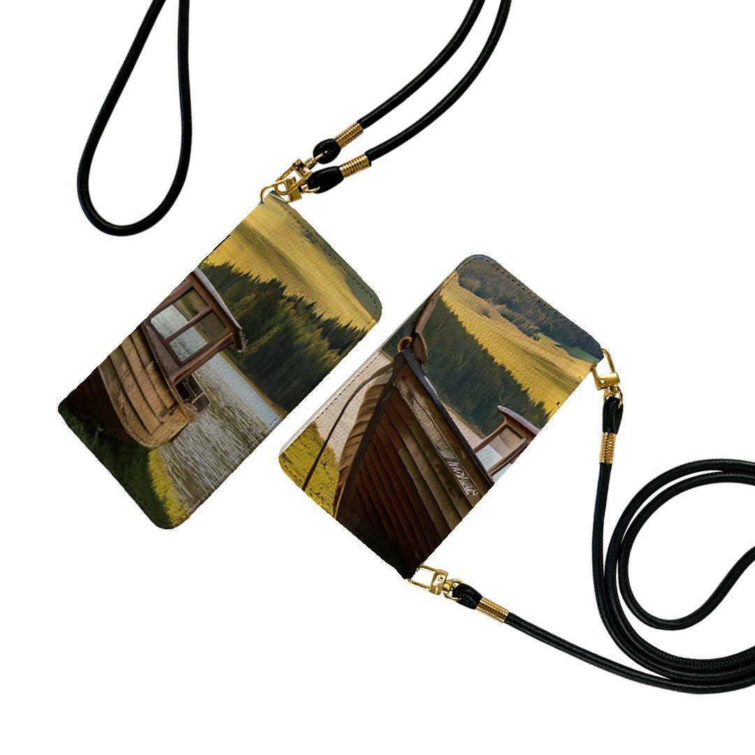 Xperia 10 VI 用 SO-52E / SOG14 / A402SO / 共通対応 手帳型 so52e ケース カバー ストラップ付き ショルダー スマホ 落下防止 手帳型 マグネット式 ピタッと閉まる スマホカバー 肩掛け 斜めかけ 033589 船 湖(2.0)