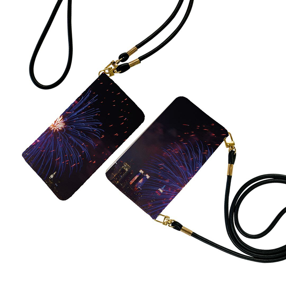 iPhone13 mini 5.4インチ 専用 各キャリア対応 手帳型ケース ストラップ付き ショルダー スマホ 落下防止 手帳型 マグネット式 ピタッと閉まる スマホカバー 肩掛け 斜めかけ 033645 花火 祭り