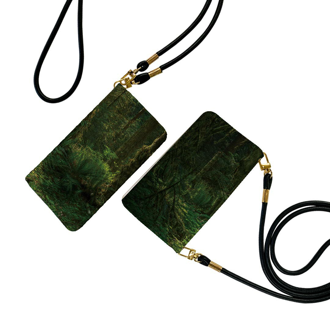 iPhone16pro 6.3インチ 専用 各キャリア iPhone 16 pro 共通対応 手帳型 ケース カバー iphone16 対応 ストラップ付き ケース ショルダー スマホ 落下防止 マグネット式 ピタッと閉まる スマホカバー 肩掛け 斜めかけ 033720 雑木林 森林