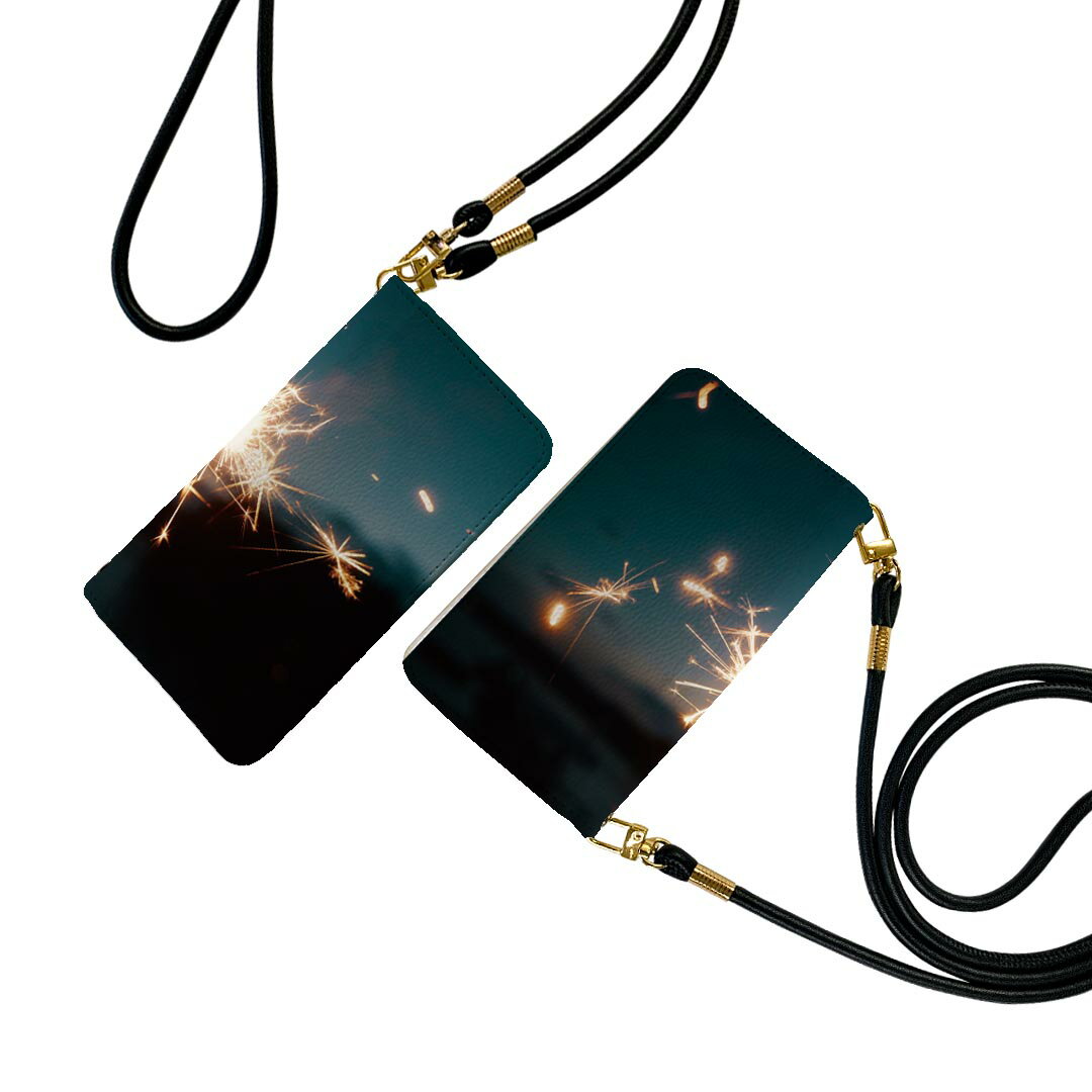 Galaxy S24 Ultra 用 手帳型 ケース SC-52E / SCG26 (SM-S928) 各キャリア 共通対応 ストラップ付き ケース ショルダー スマホ 落下防止 手帳型 マグネット式 ピタッと閉まる スマホカバー 肩掛け 斜めかけ 033777 線香花火