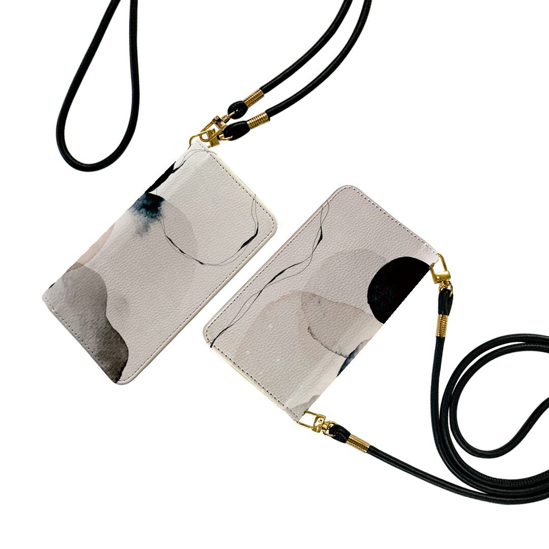 商品特徴・ショルダー付き手帳型スマホケース・シームレスな全面デザイン（内側は落ち着いたオフホワイト）・外側は高品質の人工革を使用・内側にはスマホを装着するケースが付属・機種専用のカメラホール仕様でケースを装着したままの撮影が可能・ワンセグや動画の視聴に便利な横置きスタンド機能・ICカードなどを2枚まで収納できるカードスロット付き・マグネットフリップで開け閉めカンタン注意事項商品画像はサンプルイメージですので、ご覧の環境によっては多少色味に違いを感じる場合がございます。イメージと違った、モニターと色味が異なるという理由での交換や返金はご対応出来かねます。ショルダーとカバーのみの販売で本体は付属しません。ワイヤレス充電対応機種についてはお使いの機器や環境により反応しない場合があります。その場合お手数ですがケースから外してお使い下さい。卓上ホルダ及びワイヤレスでの充電は保障の対象外となります。こちらは無地のレザーにデザインをプリントした商品で、デコなどの加工はございません。凹凸や光沢があるように見えたり布地や金属を素材にしたように見える商品もありますが、デザインの図版によるものです。撮影時にカバーが映り込む恐れがあるため、カメラ用の穴は若干大きめに開けています。カメラ穴の位置にわずかなズレが生じる場合がございます。また印刷時に微妙な画像のズレが生じる場合がございます。ご注文後に1点1点制作する受注生産品のため、不良品以外のご返品や交換は固くお断り致します。機種の選択間違いも保証対象外となりますため、ご注文の際は必ず機種をご確認下さい。発送について完全受注生産のハンドメイド商品となりますので、既製品と比べて発送までお時間を頂いています。 基本的に決済確認後、通常で3営業日程度、最大で10営業日程度での発送となります。繁忙期や休業日明けの場合はさらに時間がかかる場合があります。 その際には別途メールにてご連絡致します。メール便の場合、発送日から到着までに2-4日ほどかかる場合が多く、紛失などの保障もご対応できかねます。あらかじめご了承下さい。