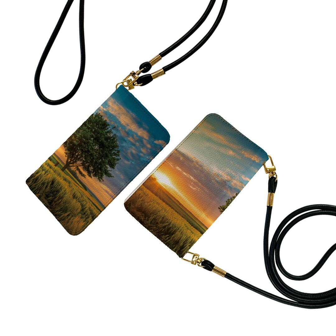 iPhone Air 用 スマホカバー 各キャリア 共通対応 手帳型ケース ストラップ付き ショルダー スマホ 落下防止 手帳型 マグネット式 ピタッと閉まる スマホカバー 肩掛け 斜めかけ 033859 草原　木