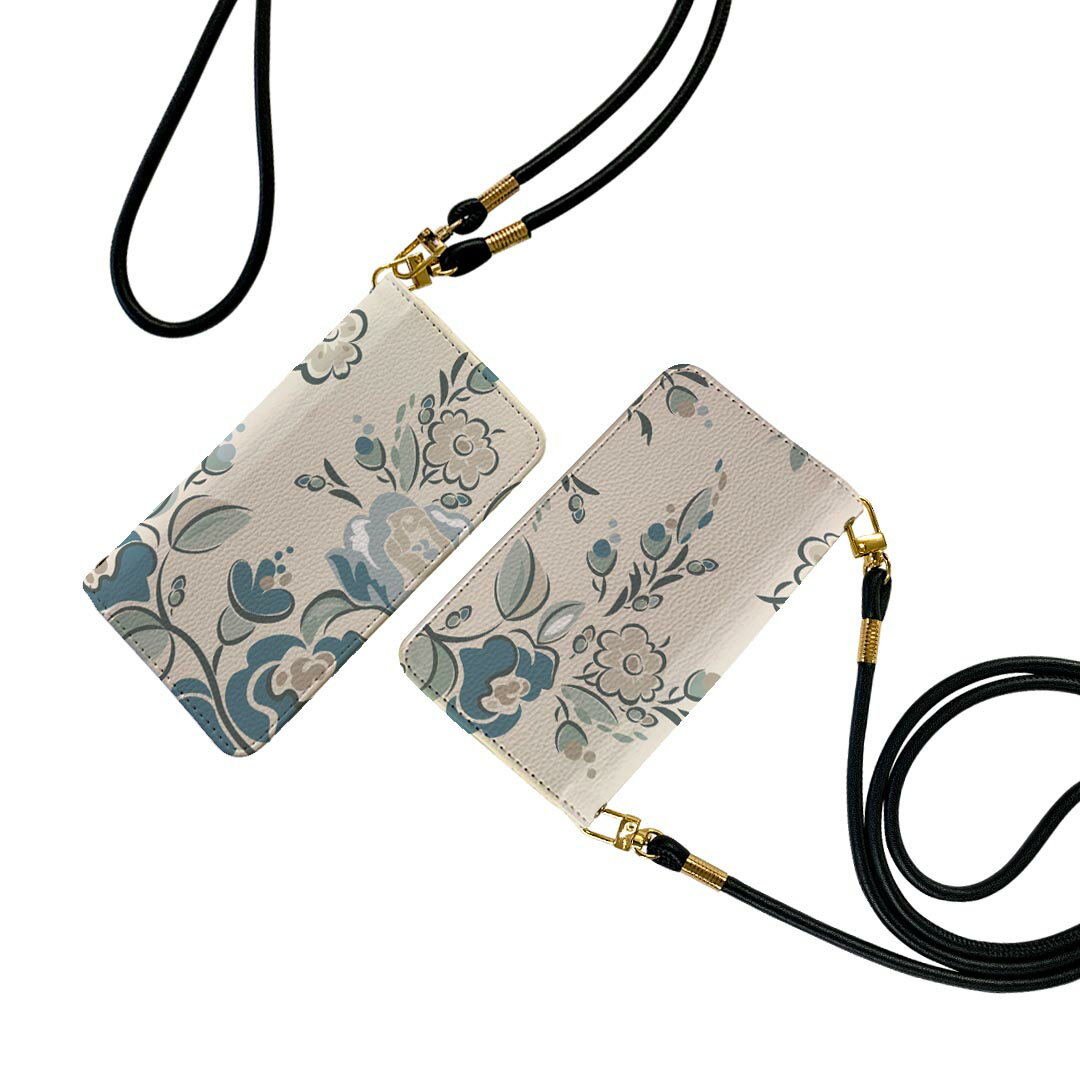 商品特徴・ショルダー付き手帳型スマホケース・シームレスな全面デザイン（内側は落ち着いたオフホワイト）・外側は高品質の人工革を使用・内側にはスマホを装着するケースが付属・機種専用のカメラホール仕様でケースを装着したままの撮影が可能・ワンセグや...