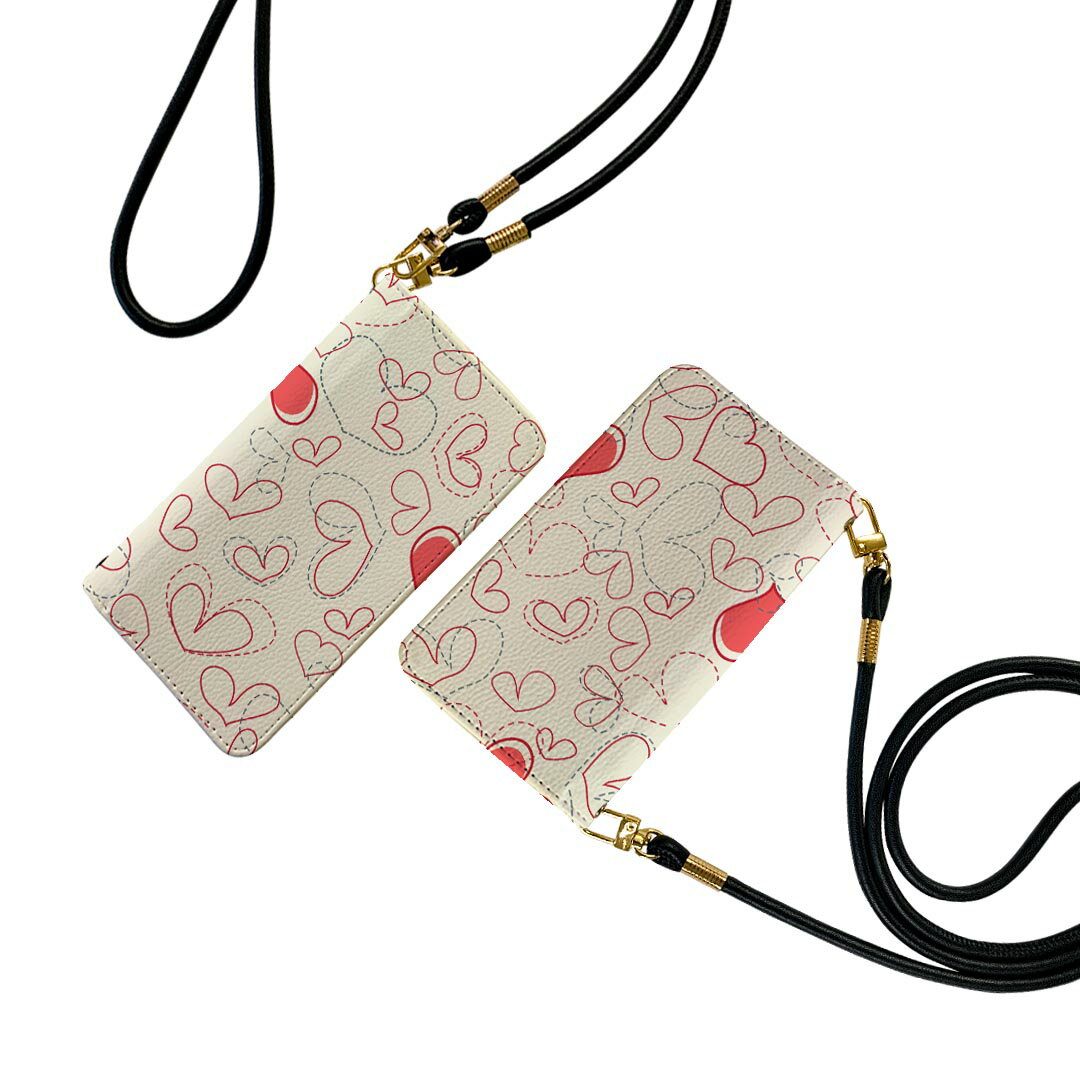 商品特徴・ショルダー付き手帳型スマホケース・シームレスな全面デザイン（内側は落ち着いたオフホワイト）・外側は高品質の人工革を使用・内側にはスマホを装着するケースが付属・機種専用のカメラホール仕様でケースを装着したままの撮影が可能・ワンセグや...