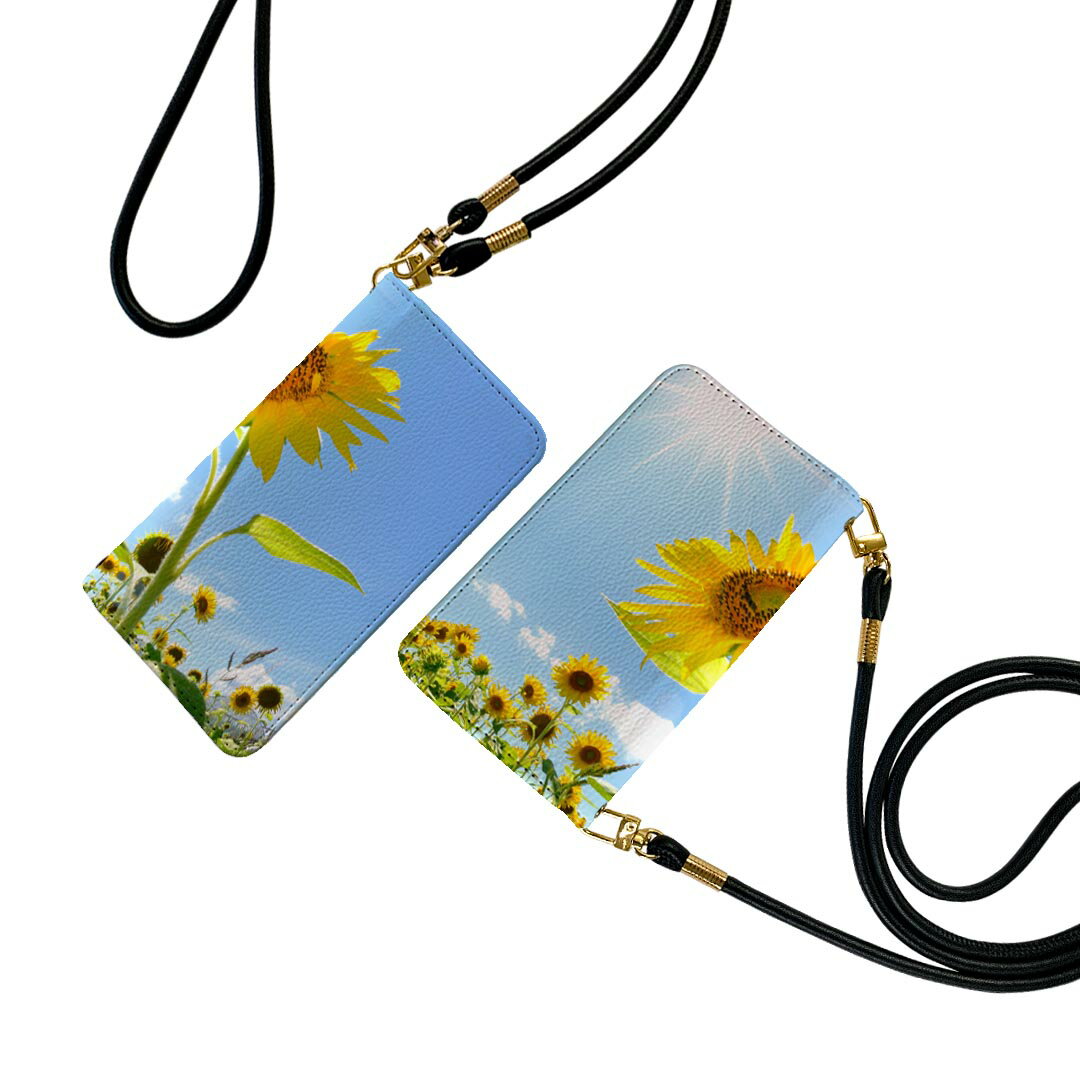 Pixel 3XL Google pixel3xl グーグル ピクセル3XL ストラップ付き ケース ショルダー スマホ 落下防止 手帳型 マグネット式 ピタッと閉まる スマホカバー 肩掛け 斜めかけ 005089 ひまわり　写真　太陽