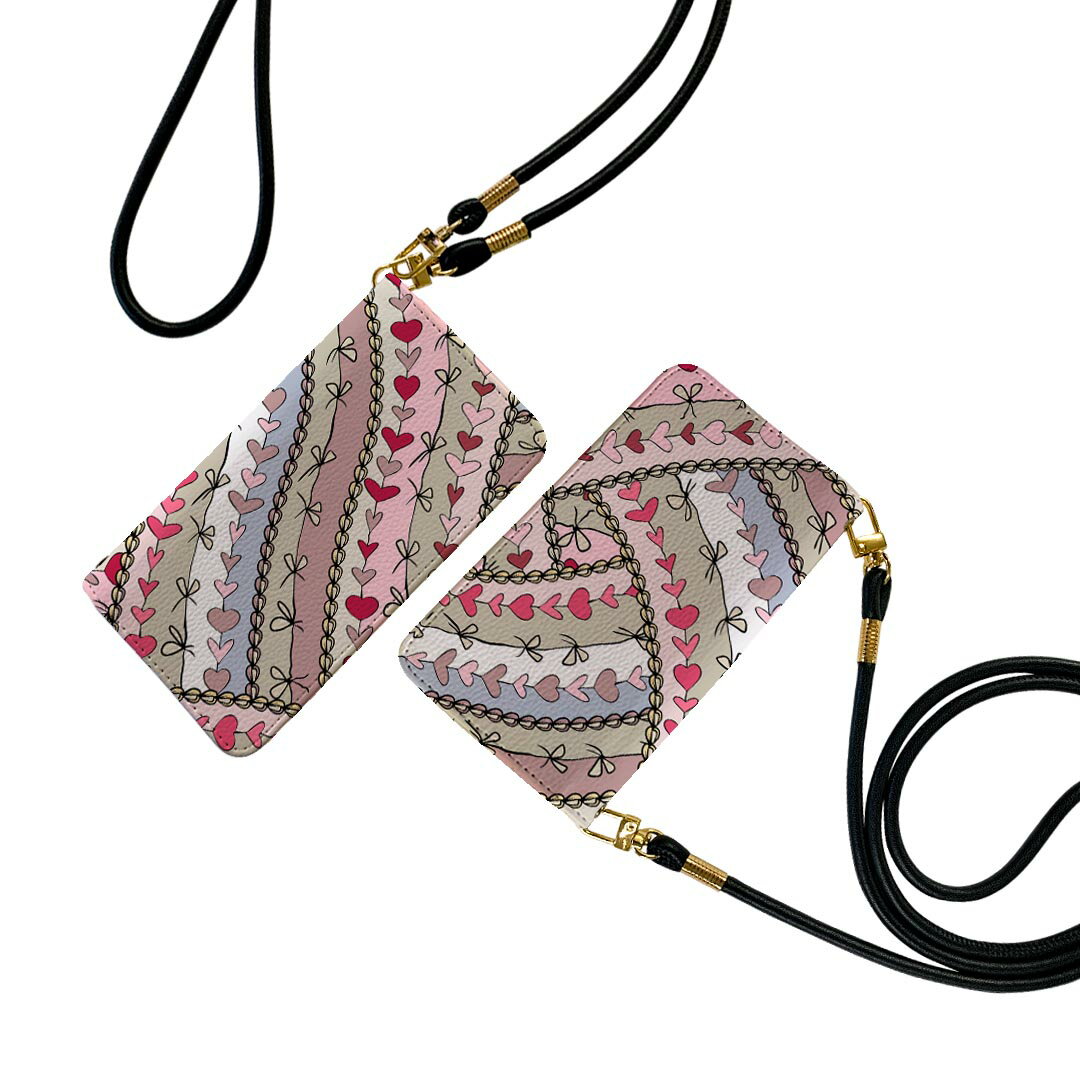 Galaxy A20 SC-02M ギャラクシー sc02m ストラップ付き ケース ショルダー スマホ 落下防止 手帳型 マグネット式 ピタッと閉まる スマホカバー 肩掛け 斜めかけ 005120 ハート　イラスト　模様